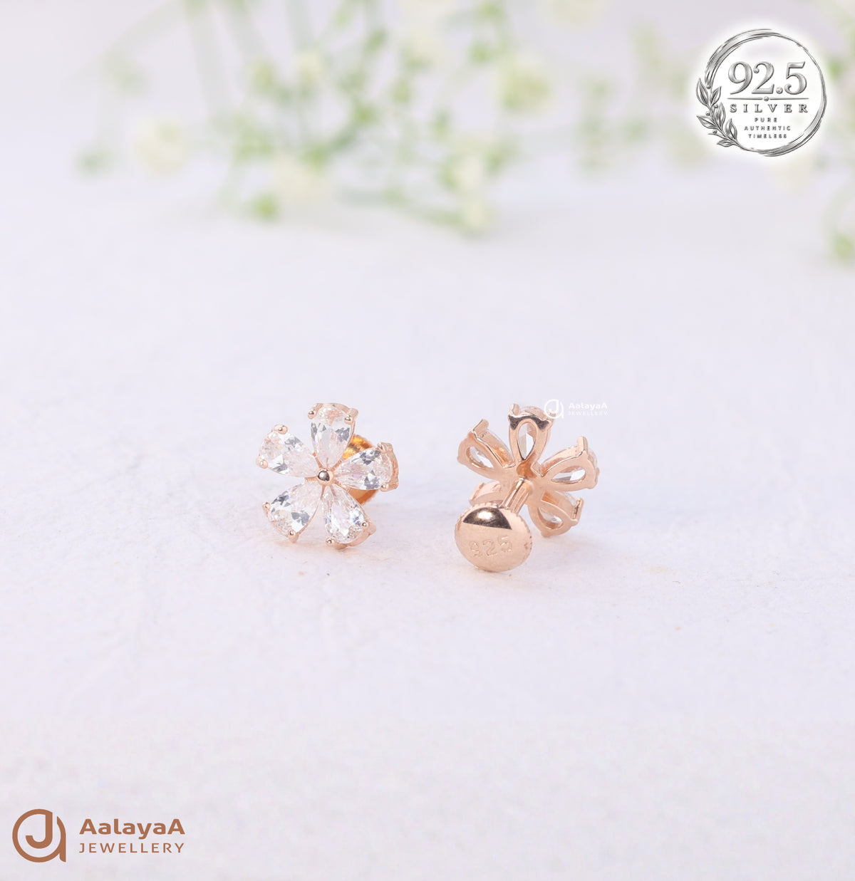 Silver RoseGold Celeste Bloom Earrings