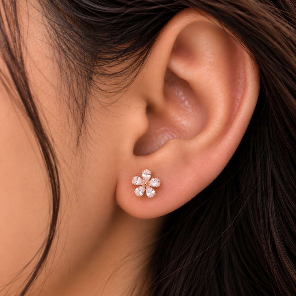 Silver RoseGold Celeste Bloom Earrings