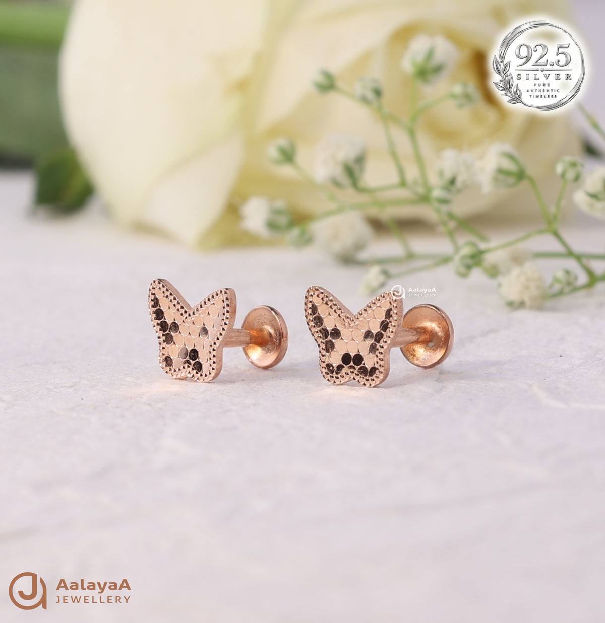 Silver Rosegold Flutter Glow Earrings