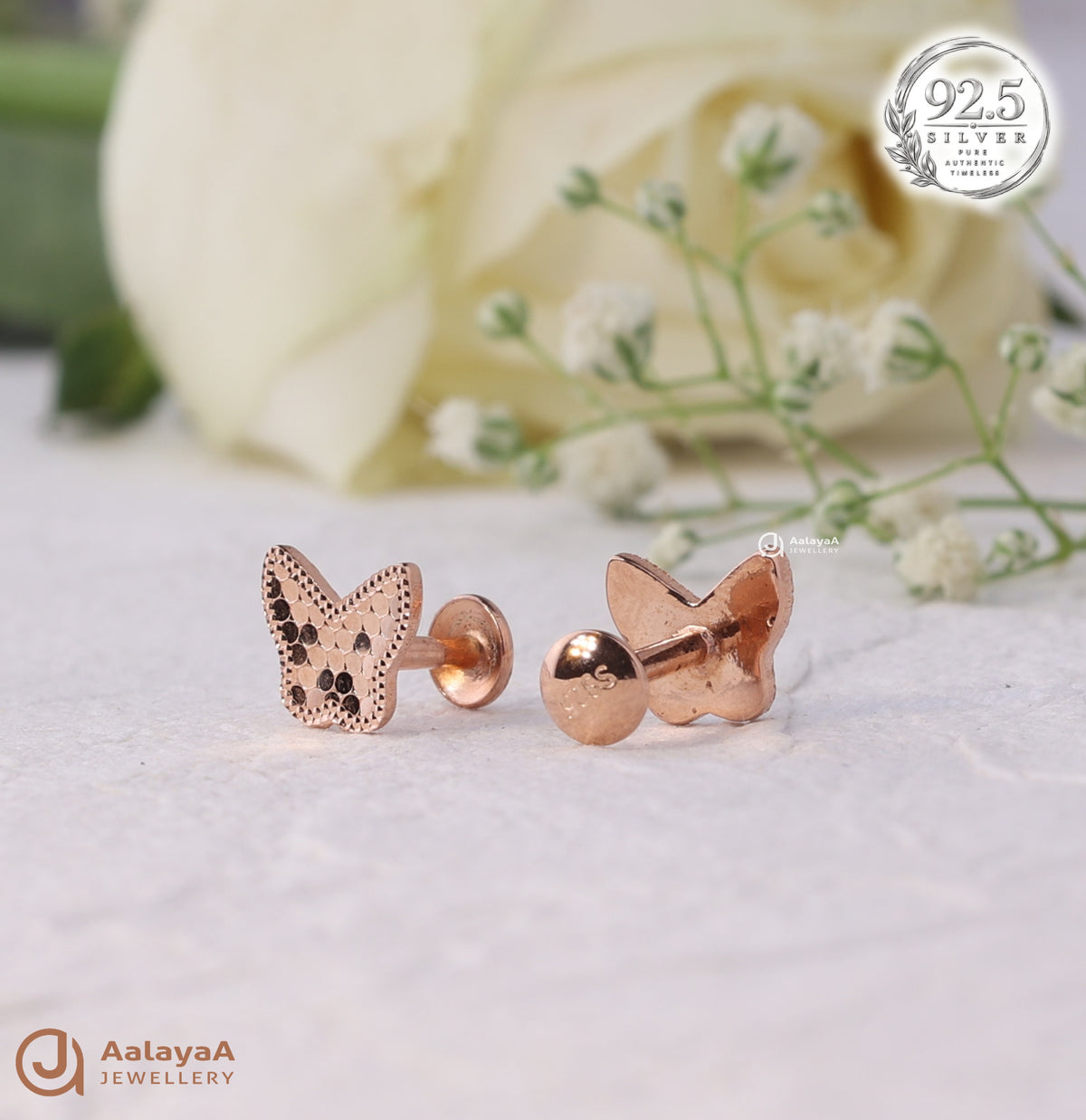 Silver Rosegold Flutter Glow Earrings