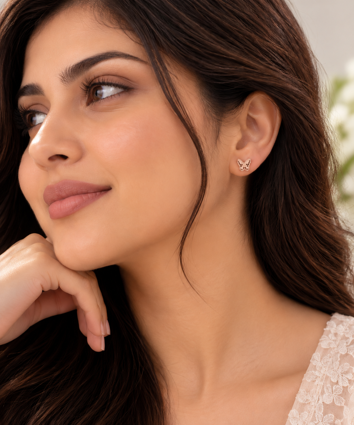 Silver Rosegold Flutter Glow Earrings