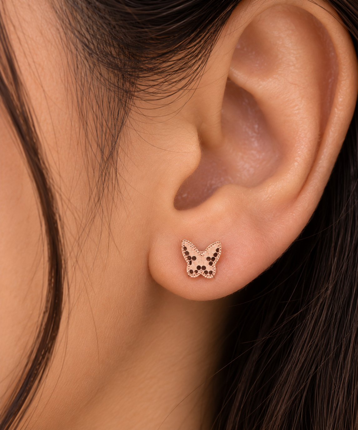 Silver Rosegold Flutter Glow Earrings