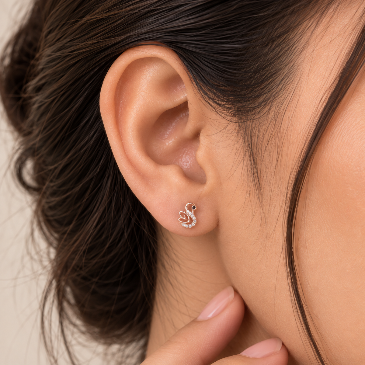 Silver Rosegold Elegant Swan Earrings