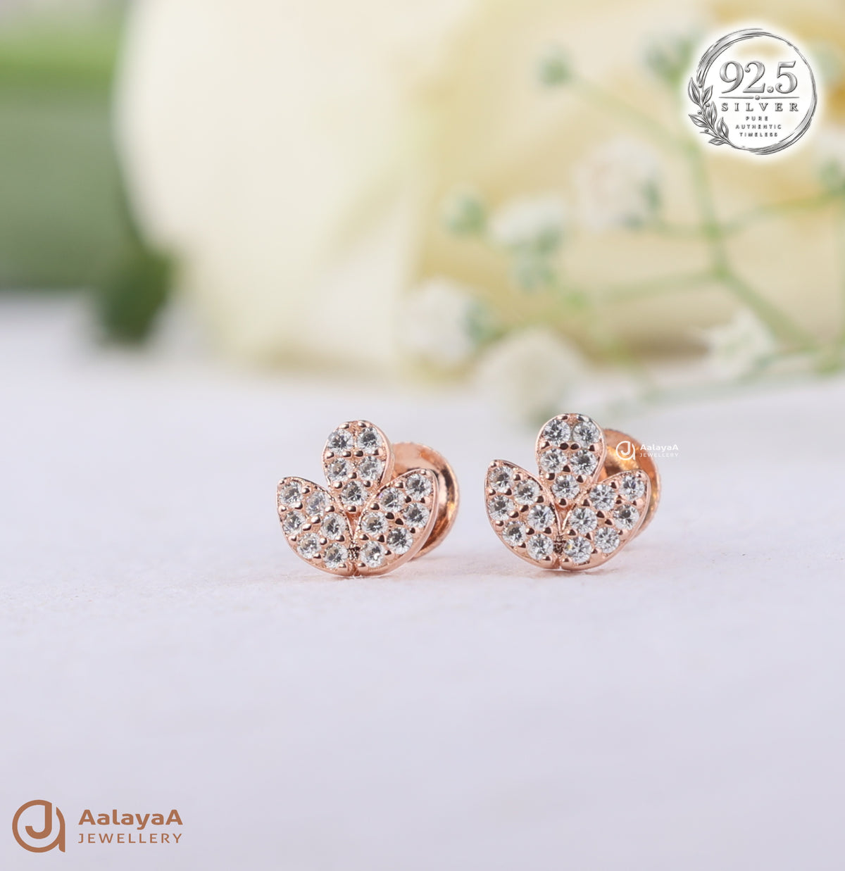 Silver RoseGold Lumi Bloom Earrings