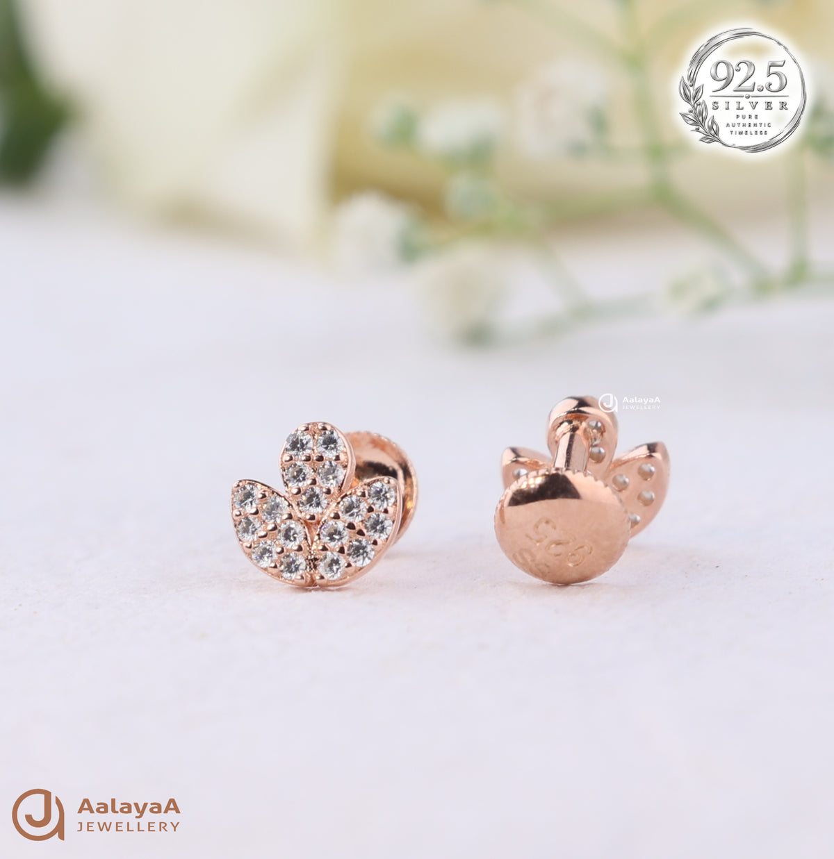 Silver RoseGold Lumi Bloom Earrings