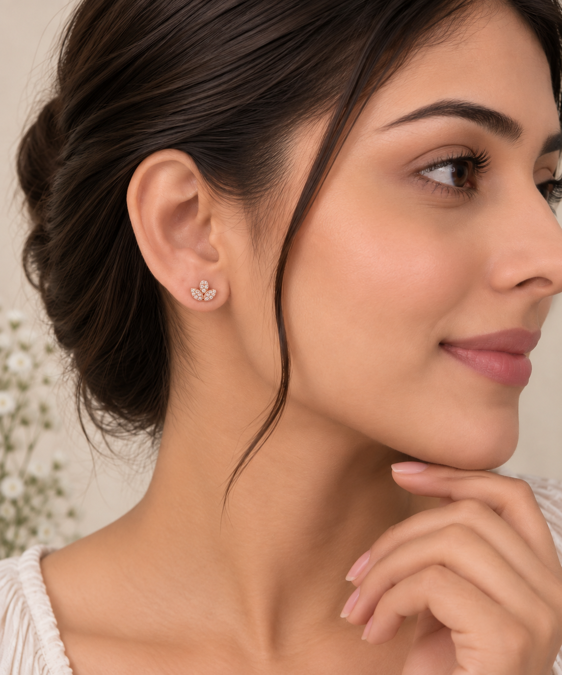 Silver RoseGold Lumi Bloom Earrings