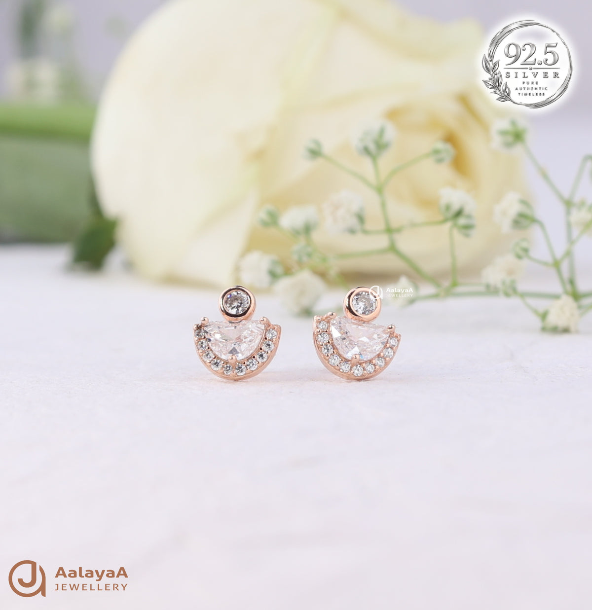 Silver Rosegold Luna Glow Earrings