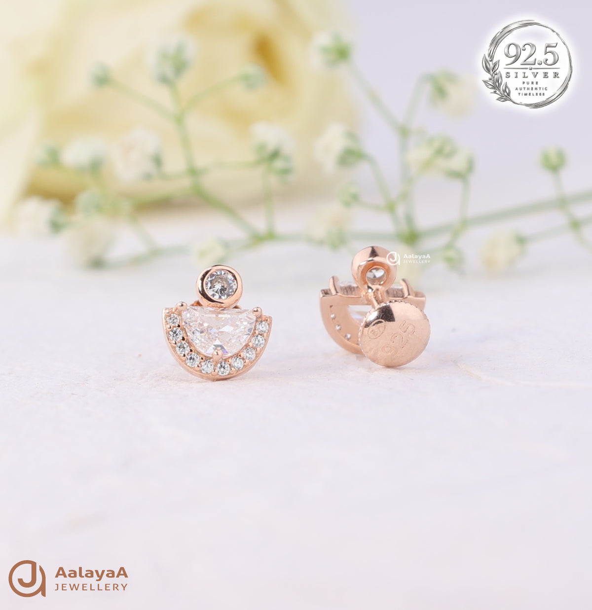 Silver Rosegold Luna Glow Earrings