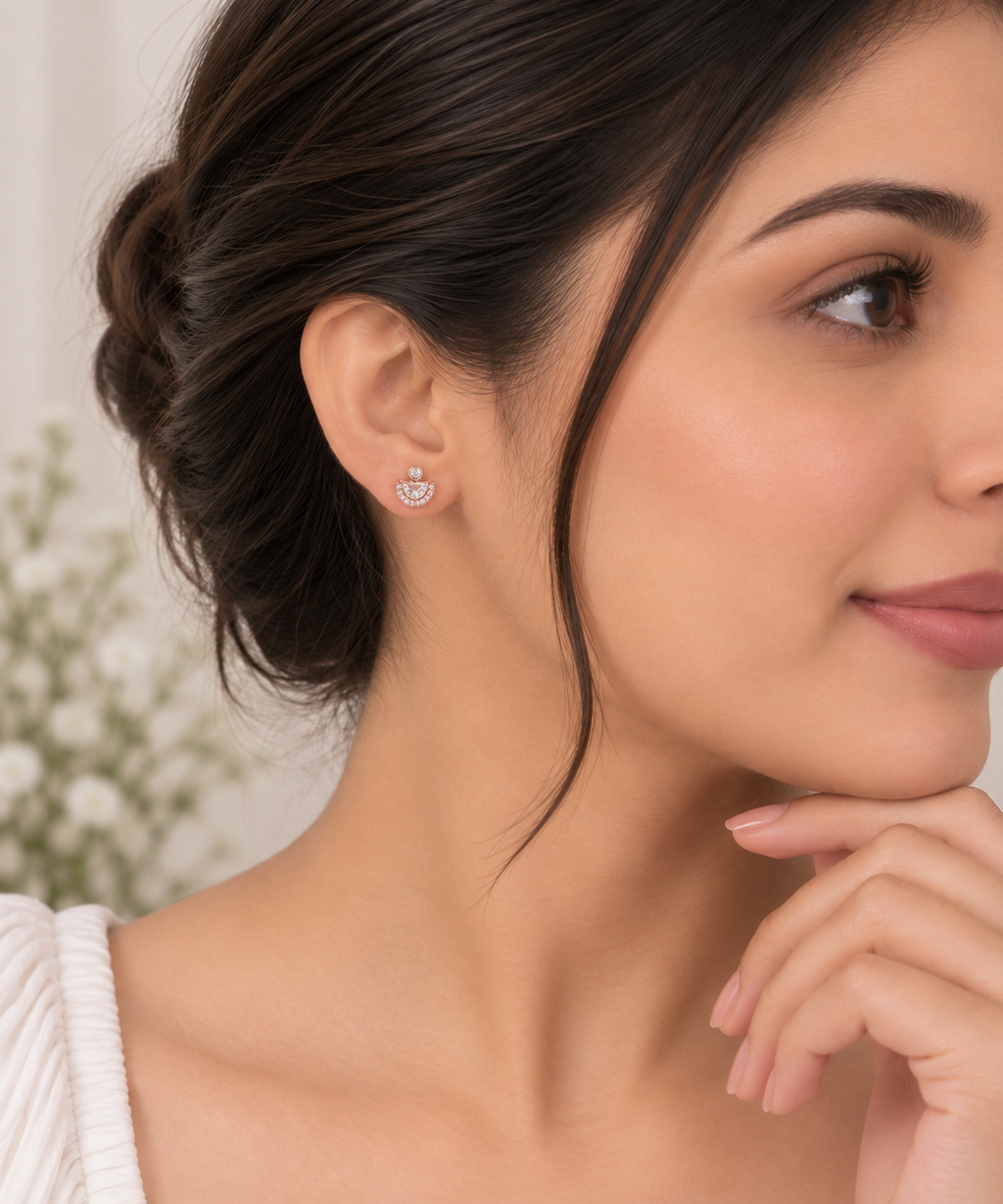 Silver Rosegold Luna Glow Earrings