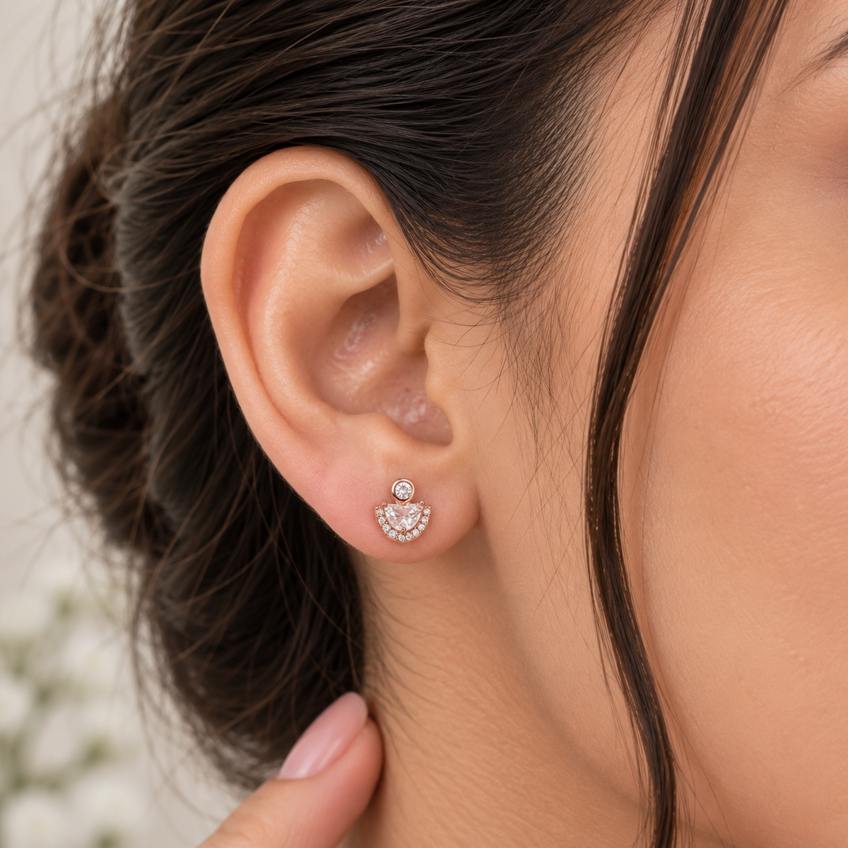Silver Rosegold Luna Glow Earrings