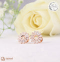Silver Rosegold Crystal Sunburst Earrings