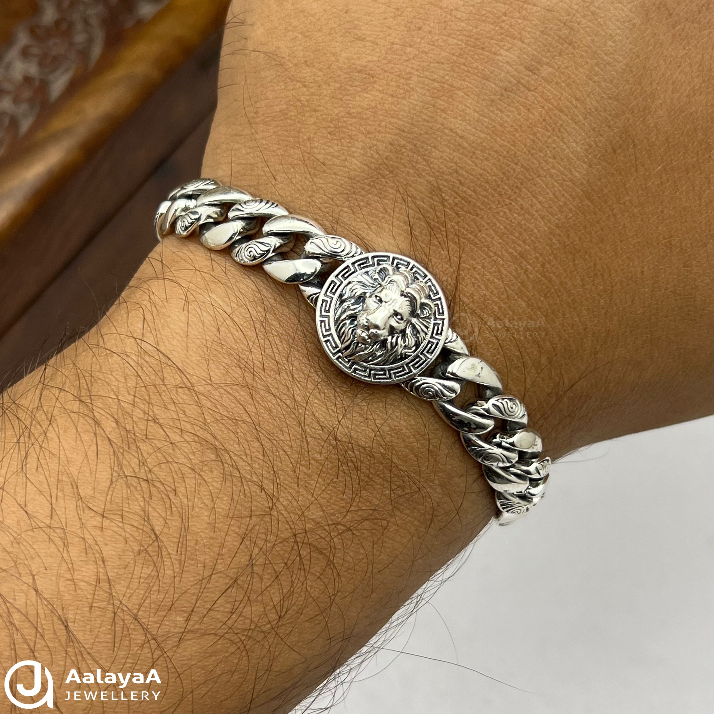 Silver Antique Dynasty Lion Bracelet