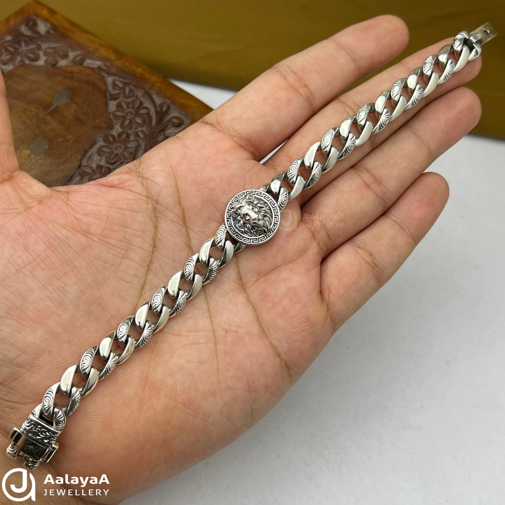 Silver Antique Dynasty Lion Bracelet