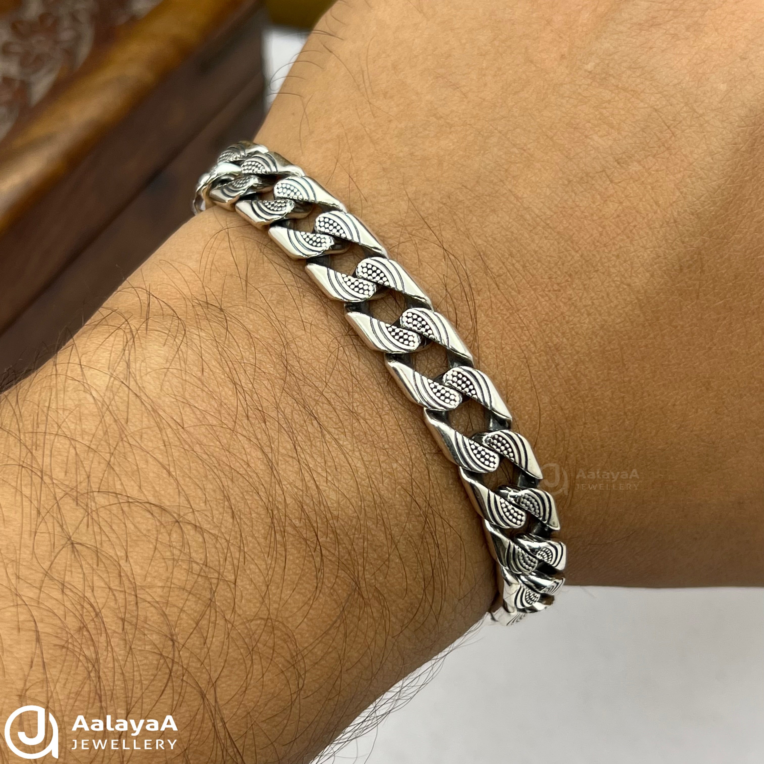 Oxidised Silver Miami Cuban Chain Bracelet