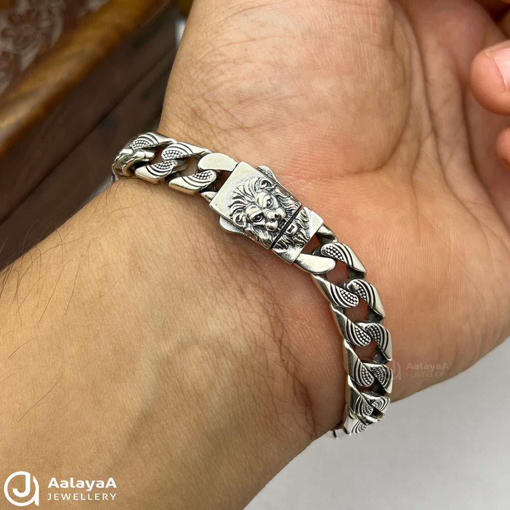 Oxidised Silver Miami Cuban Chain Bracelet