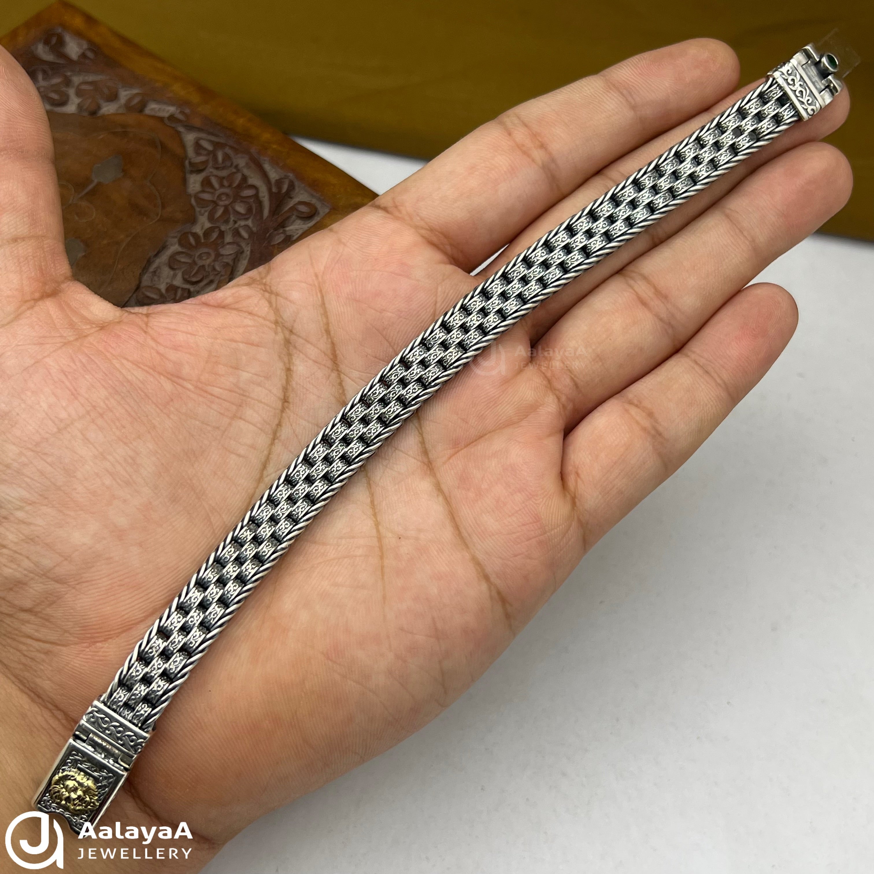 Oxidised Silver Bali Box Link Bracelet