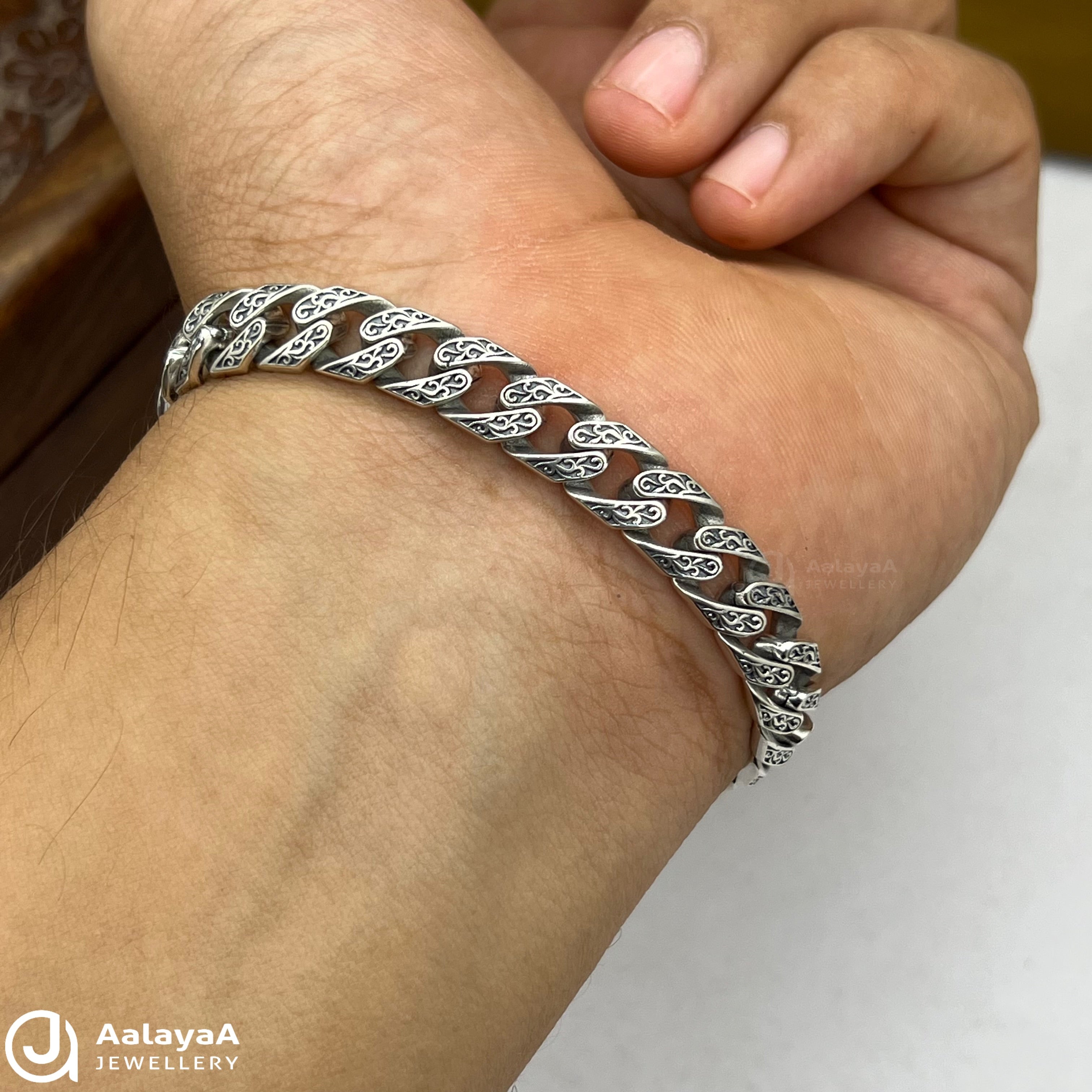 Oxidised Silver Vintage Lion Bracelet