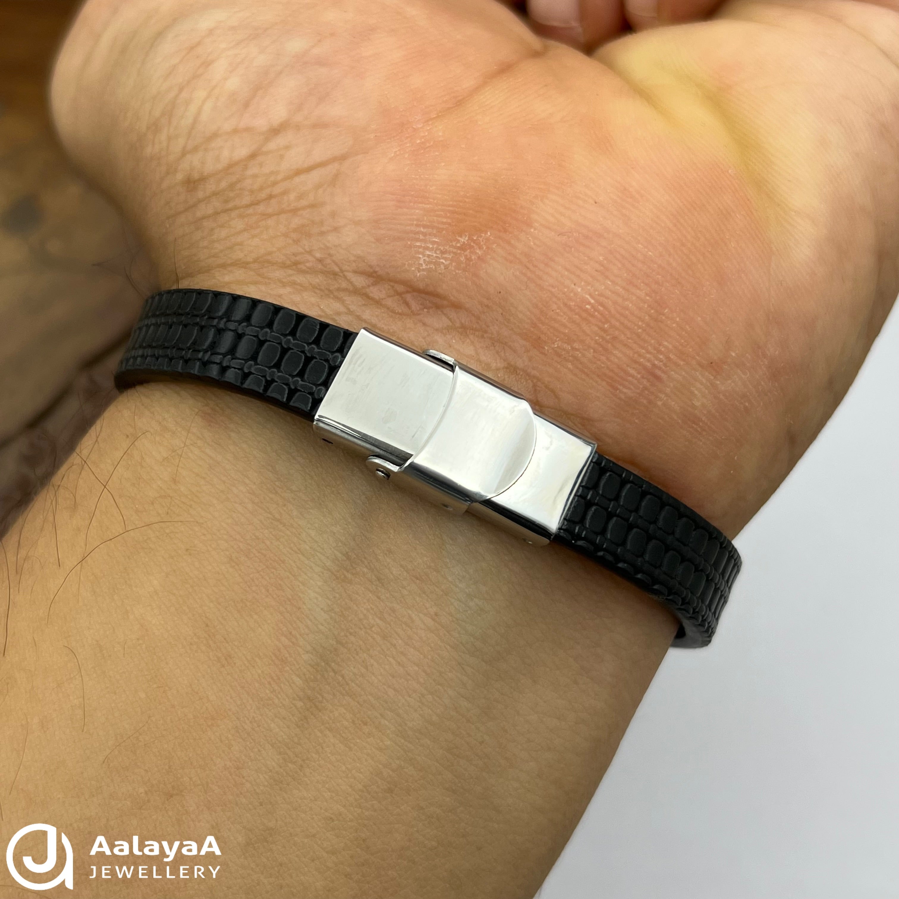 Silver Shiv Shakti Silicone Bracelet