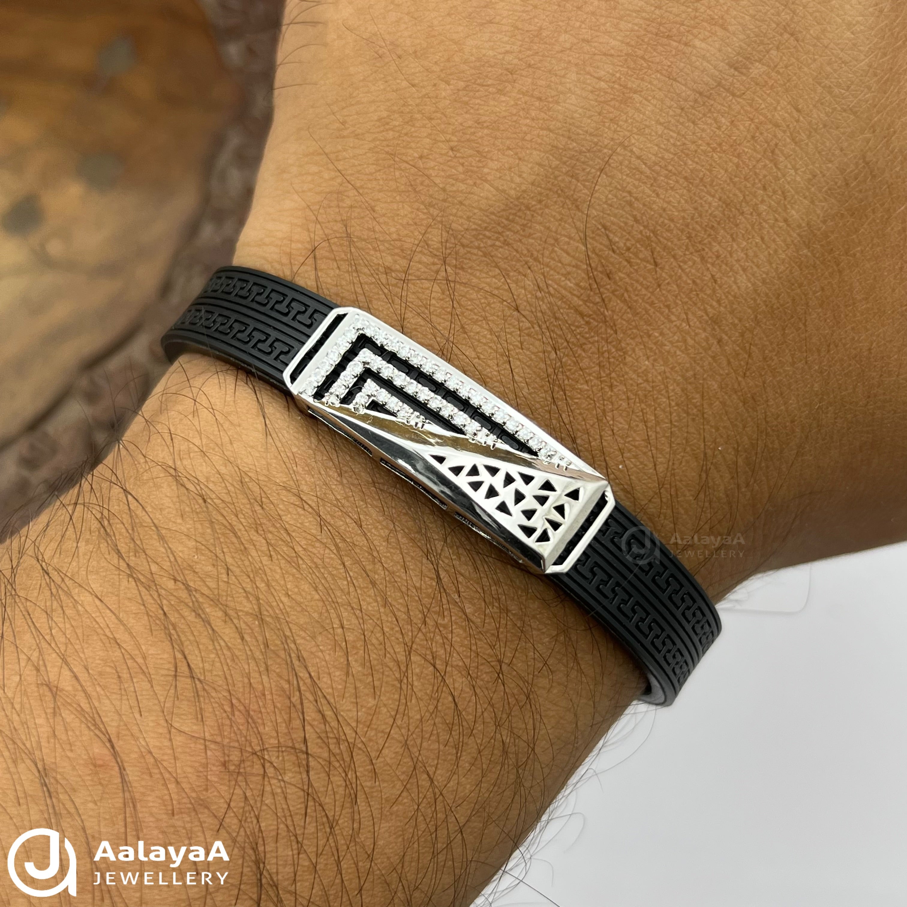 Silver Prism Edge Silicone Bracelet