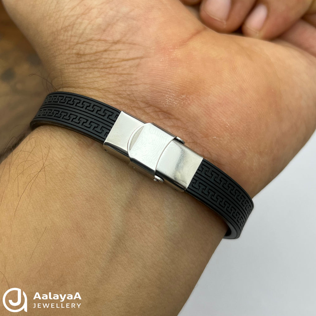Silver Prism Edge Silicone Bracelet