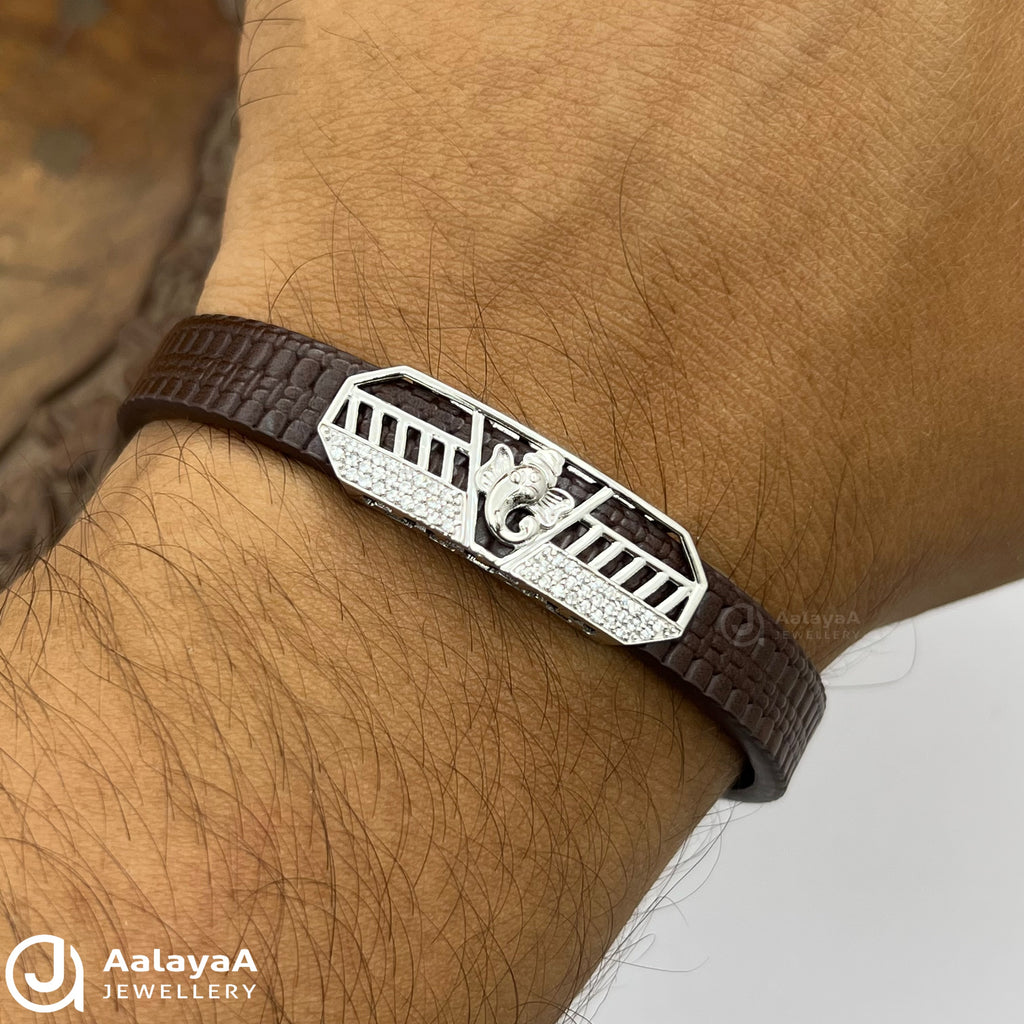 Silver Ganesh Kripa Silicone Bracelet