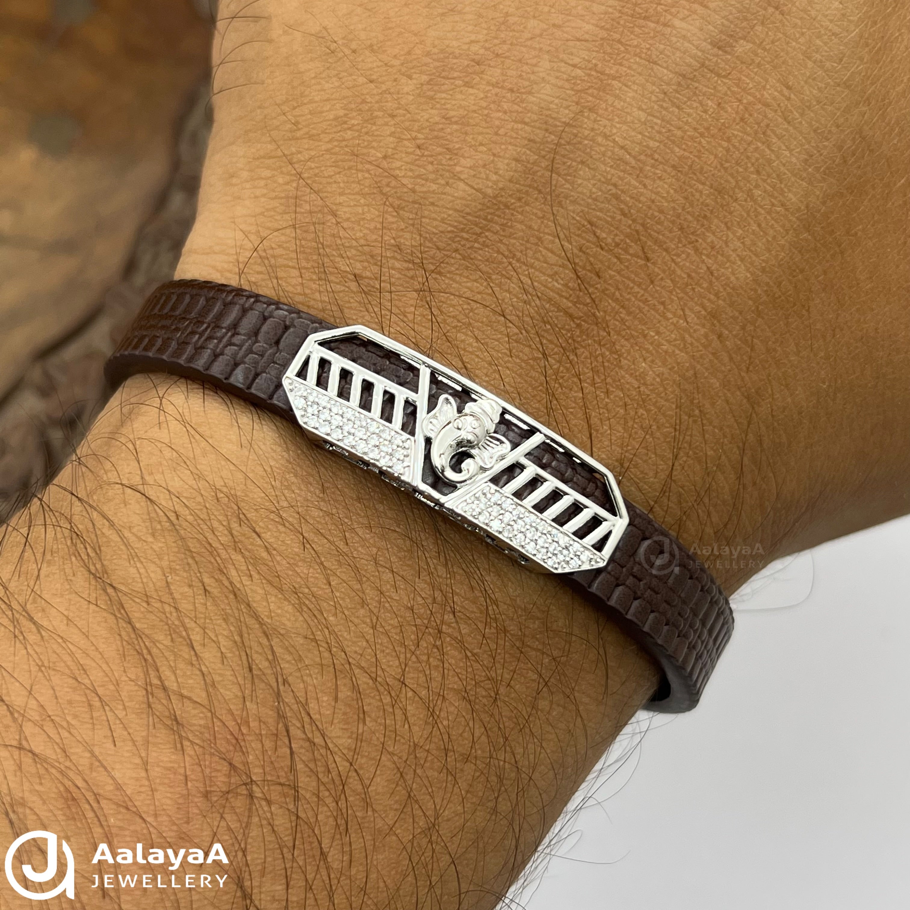 Silver Ganesh Kripa Silicone Bracelet