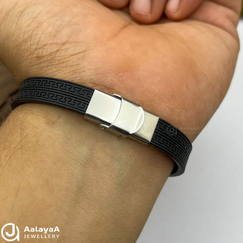 Silver OmVibe Silicone Bracelet