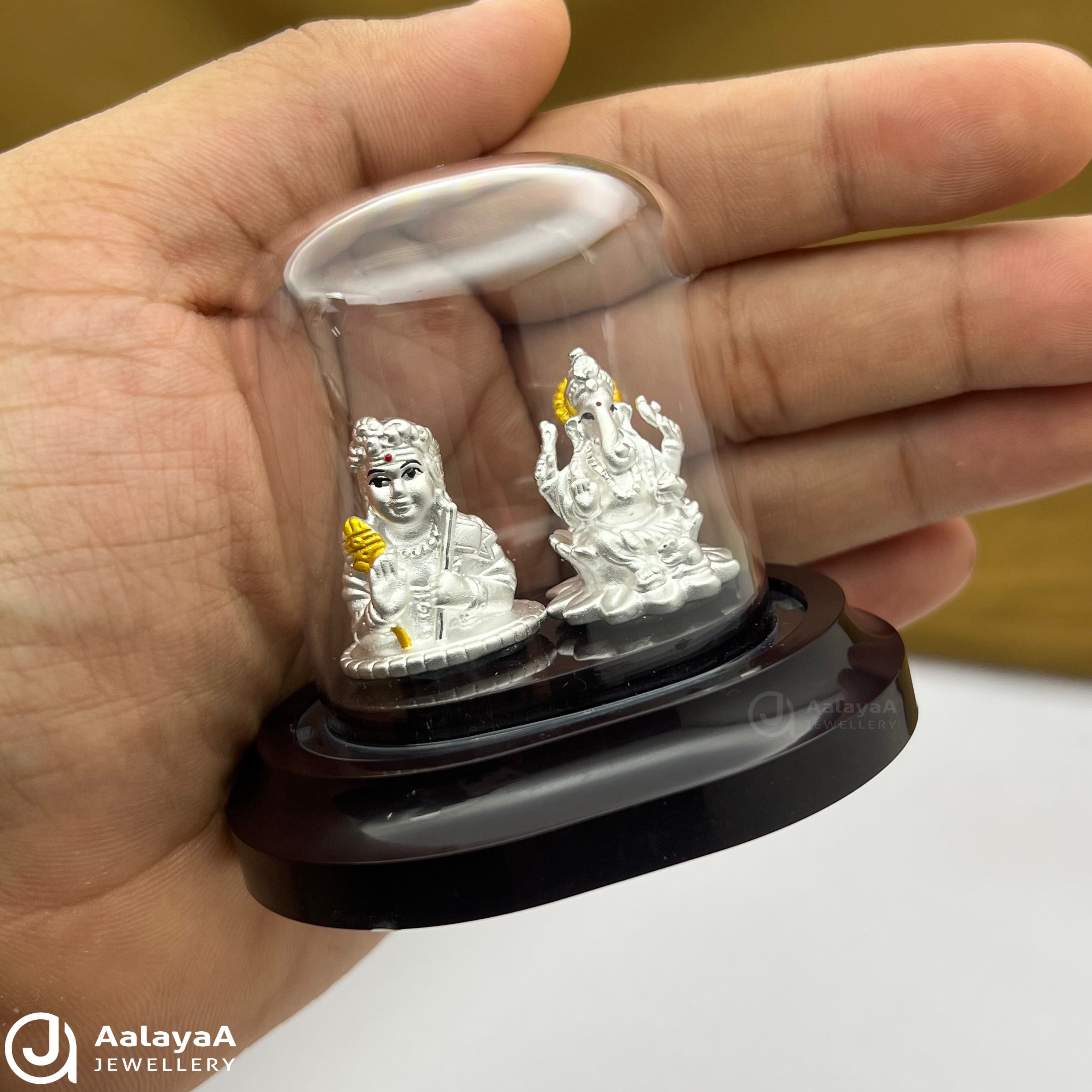 Silver Murugan and Ganesh Divine Idol