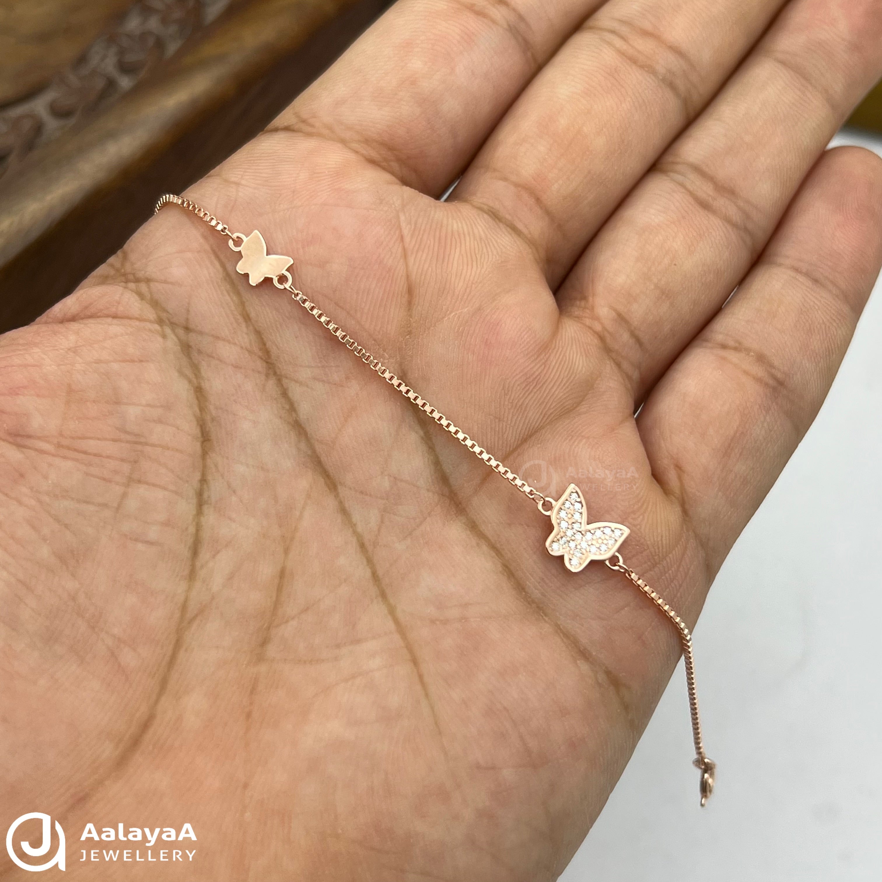Silver Rose Gold Tiny Wings Bracelet