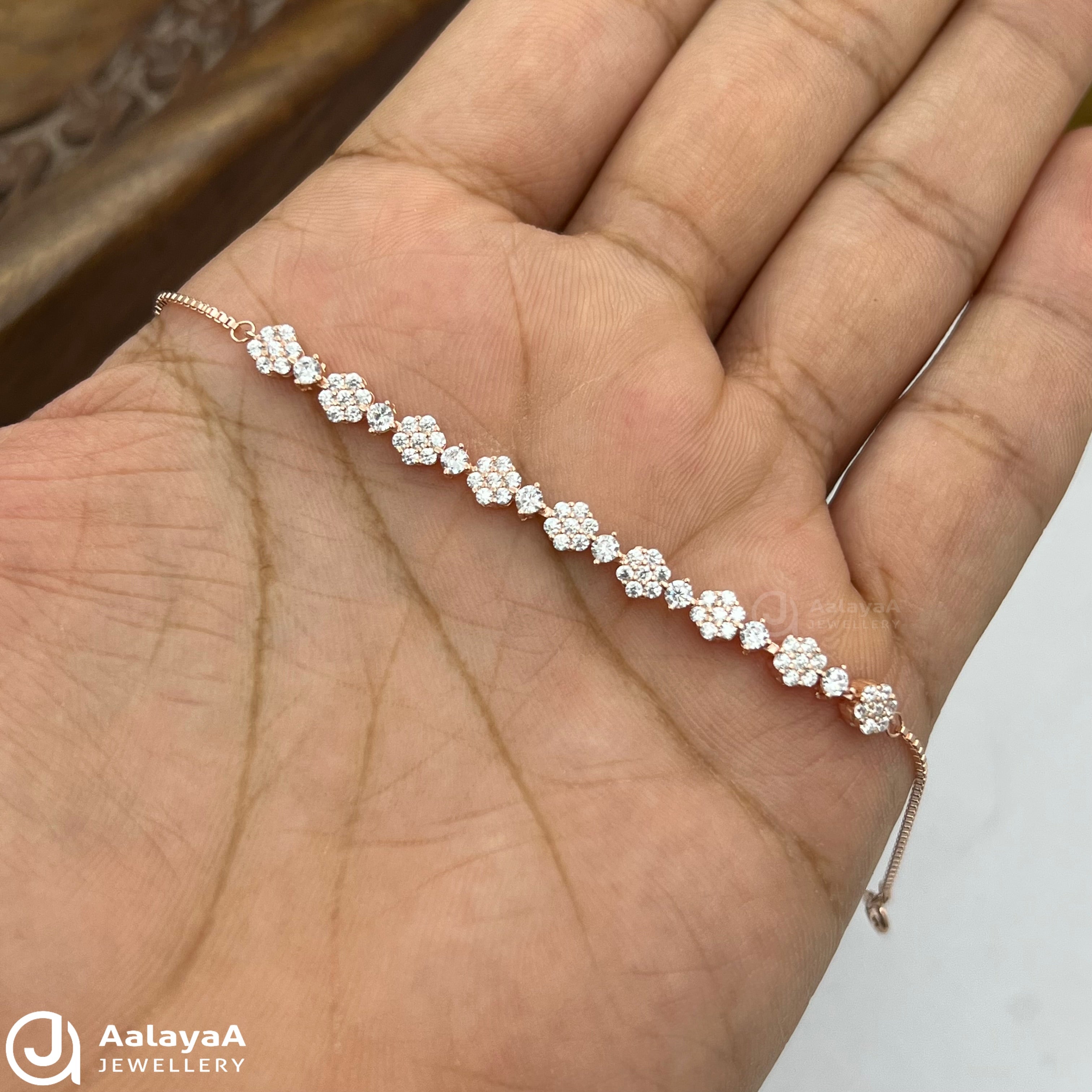 Silver Rose Gold Flower Vibe Bracelet