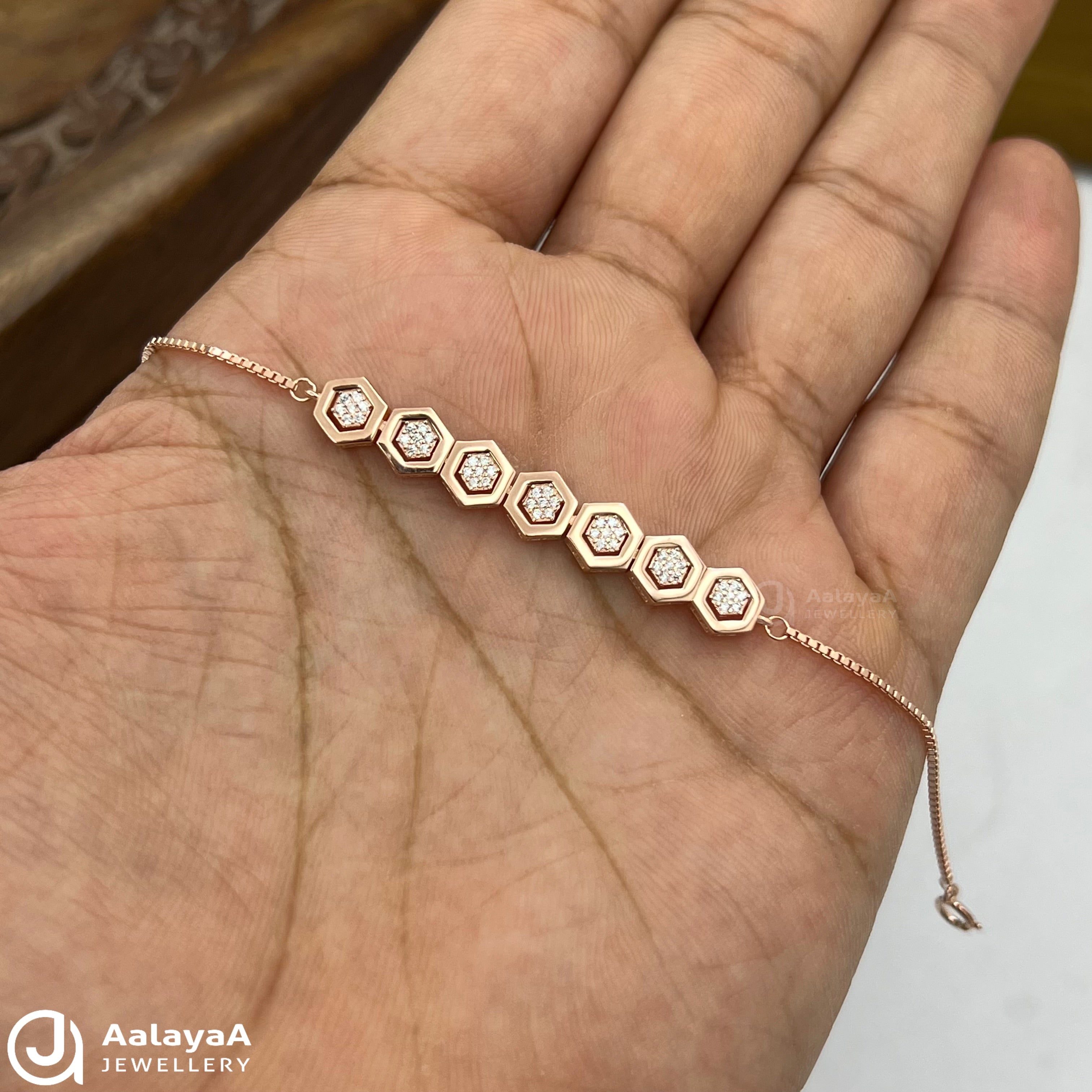 Silver Rose Gold Facet Glow Bracelet