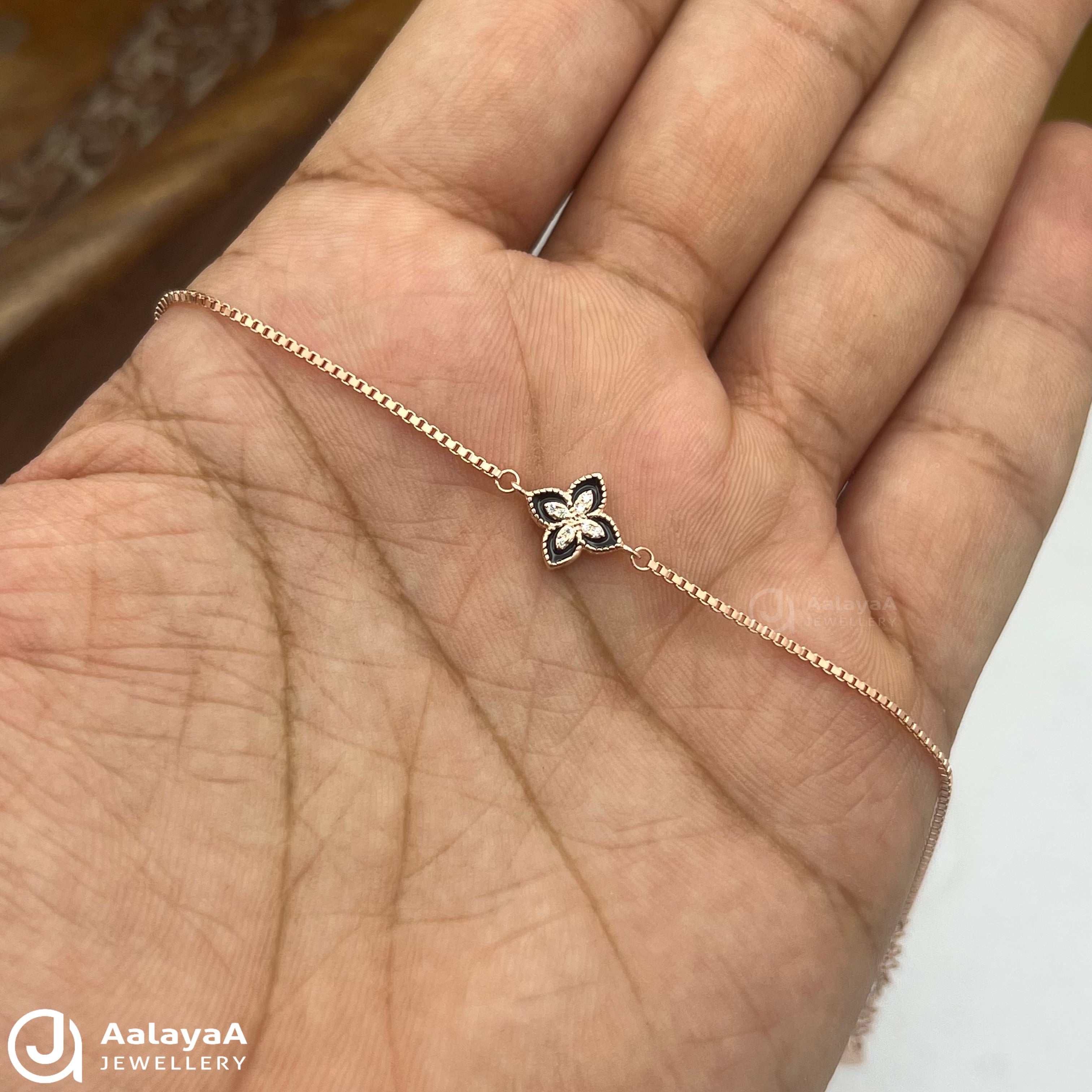 Silver Rose Gold Dusky Petal Bracelet