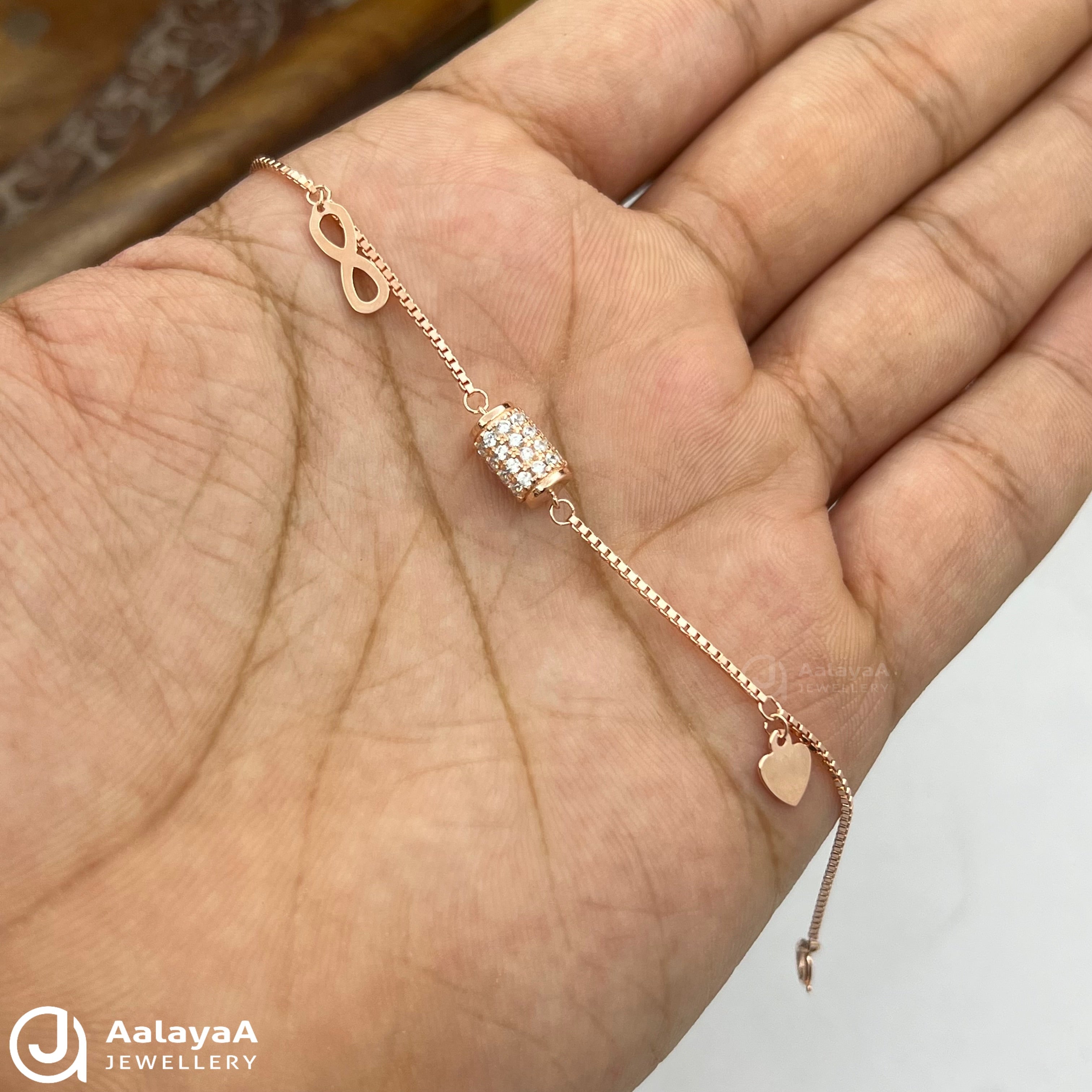Silver Rose Gold Aakar Diamond Bracelet