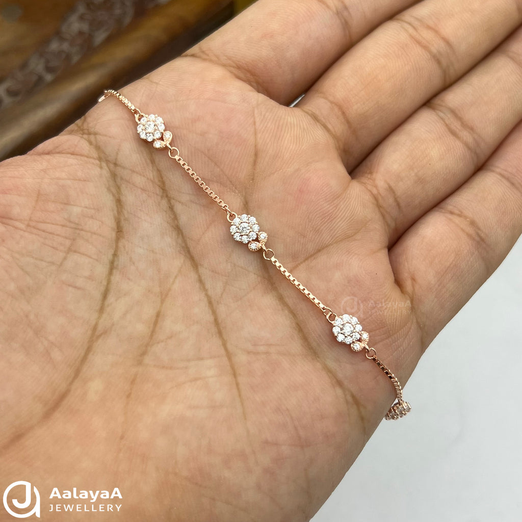 Silver Rose Gold Blush Bloom Bracelet