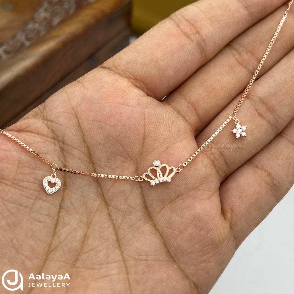 Silver Rose Gold Blooming Queen Charm Bracelet