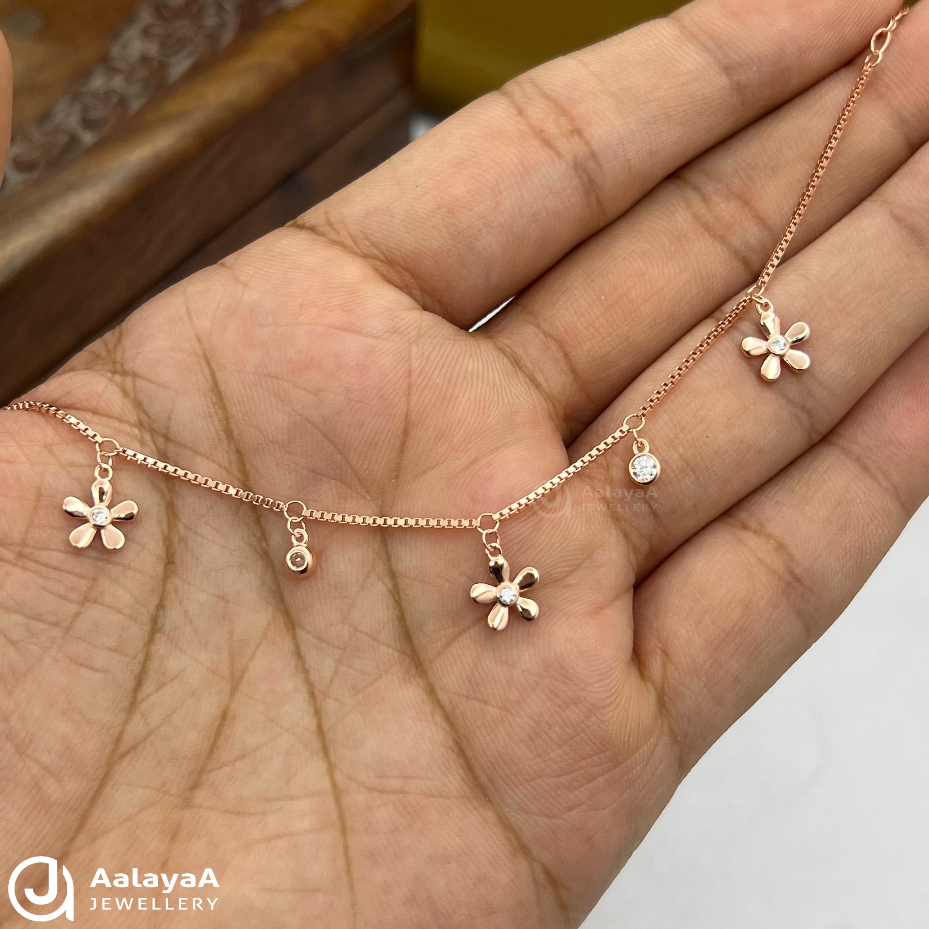 Silver Rose Gold Petal Shine Bracelet