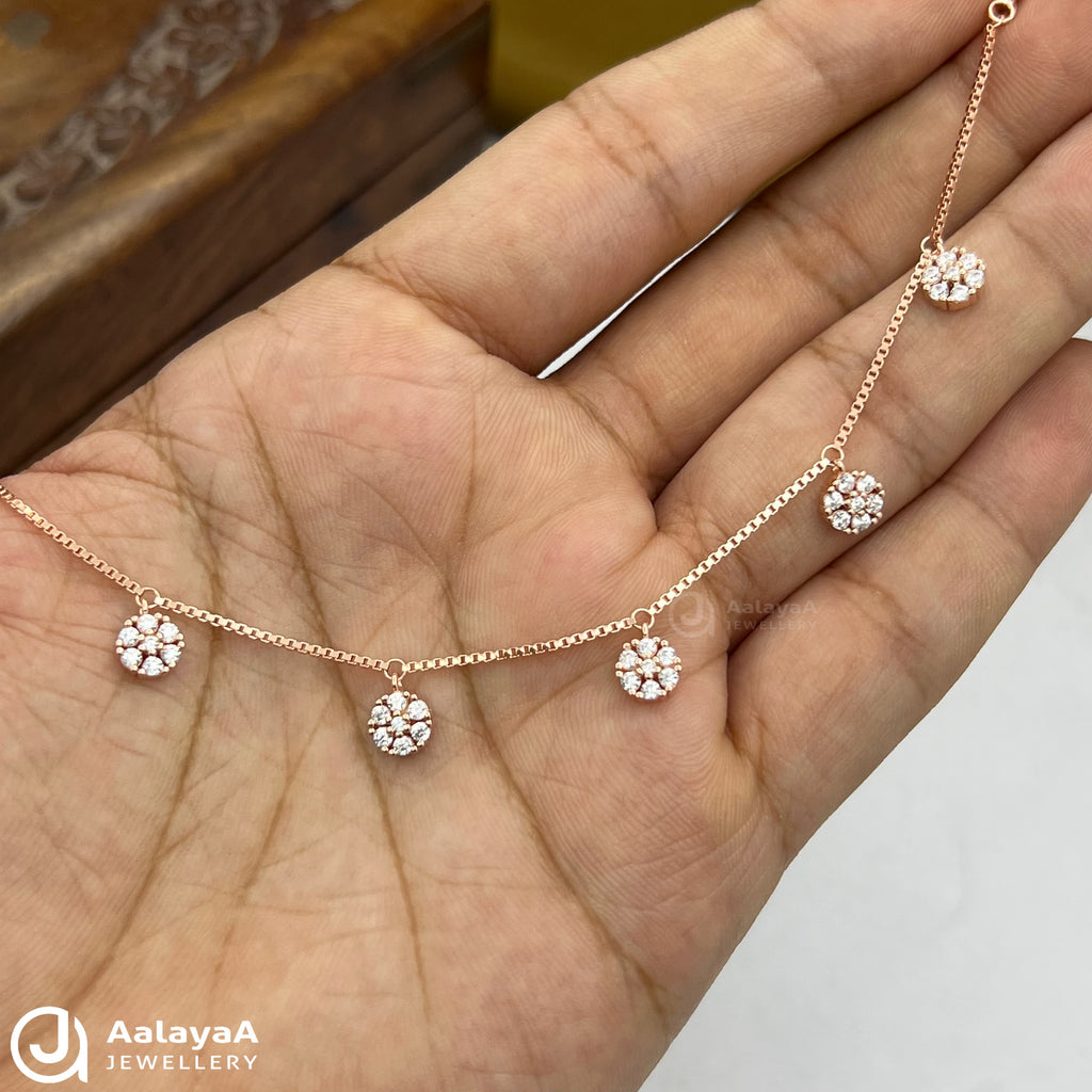 Silver Rose Gold Flower Spark Chram Bracelet