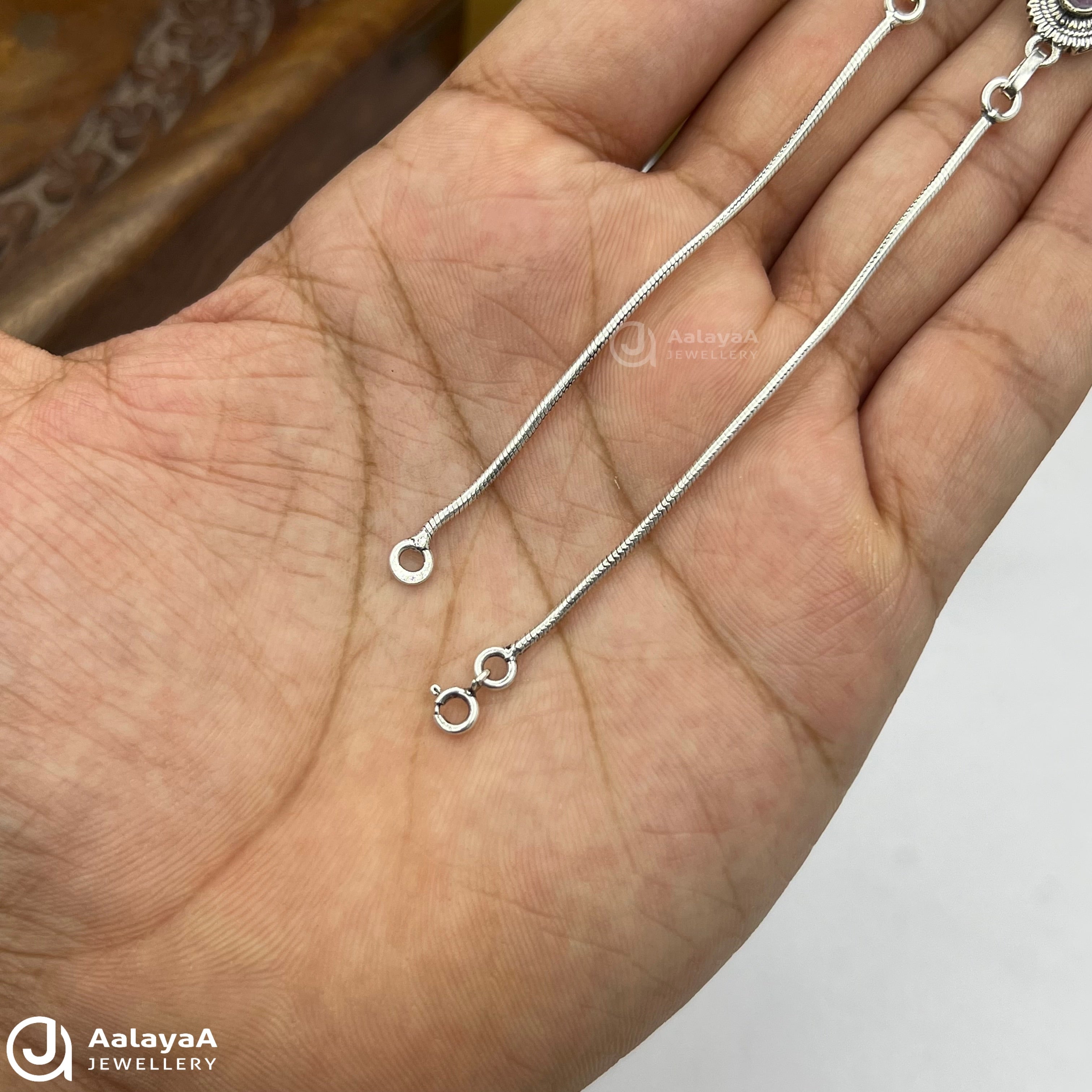 Silver Antique Zoya Twin Gem Anklet
