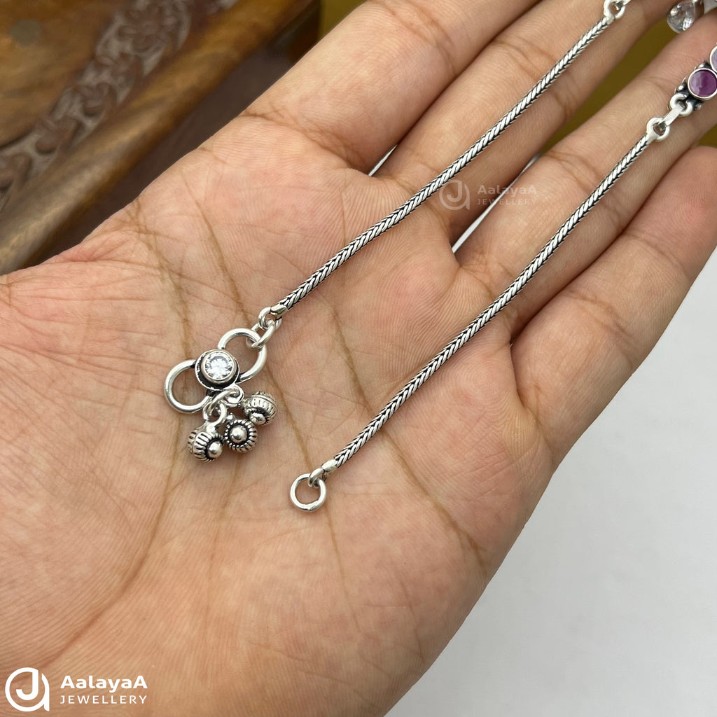 Silver Antique Ziyana Teardrop Anklet