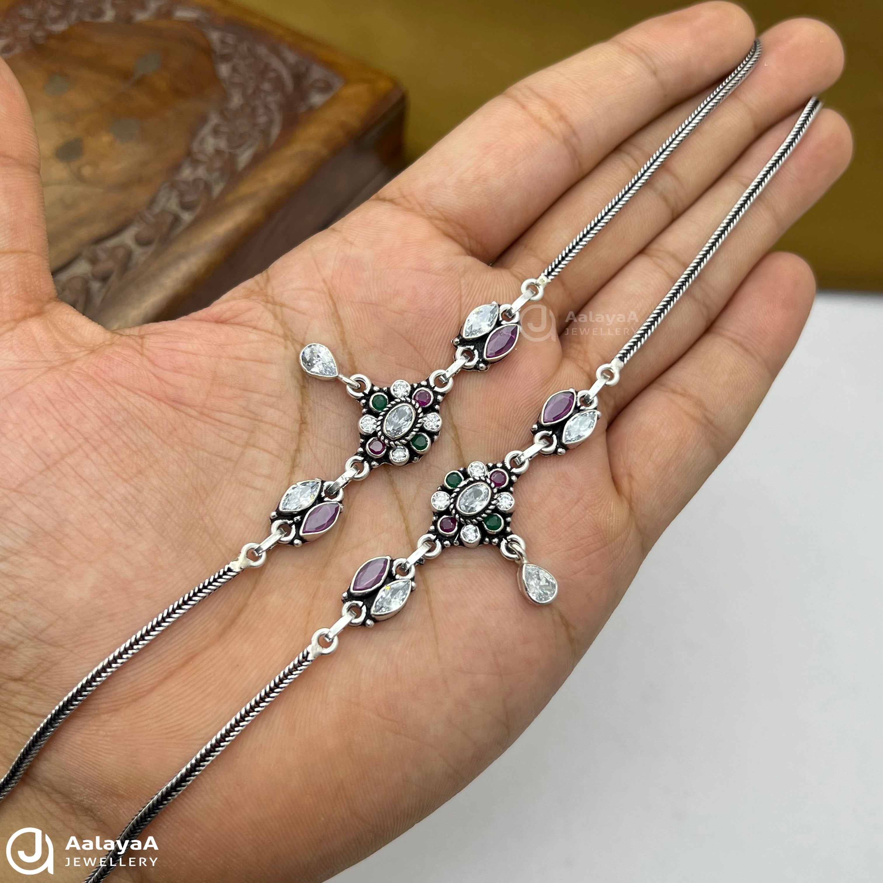 Silver Antique Saanvi Sparkle Anklet