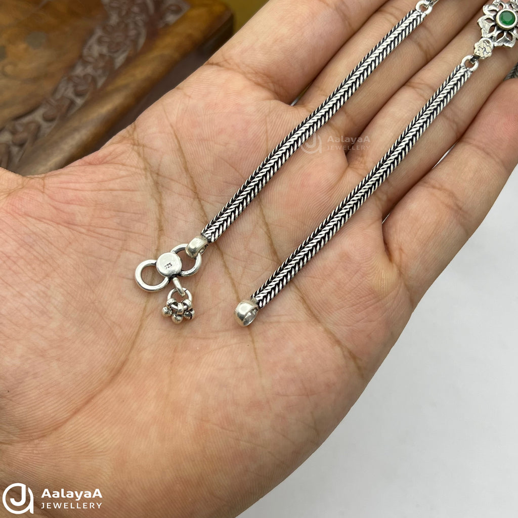 Silver Antique Malligai Chakra Anklet