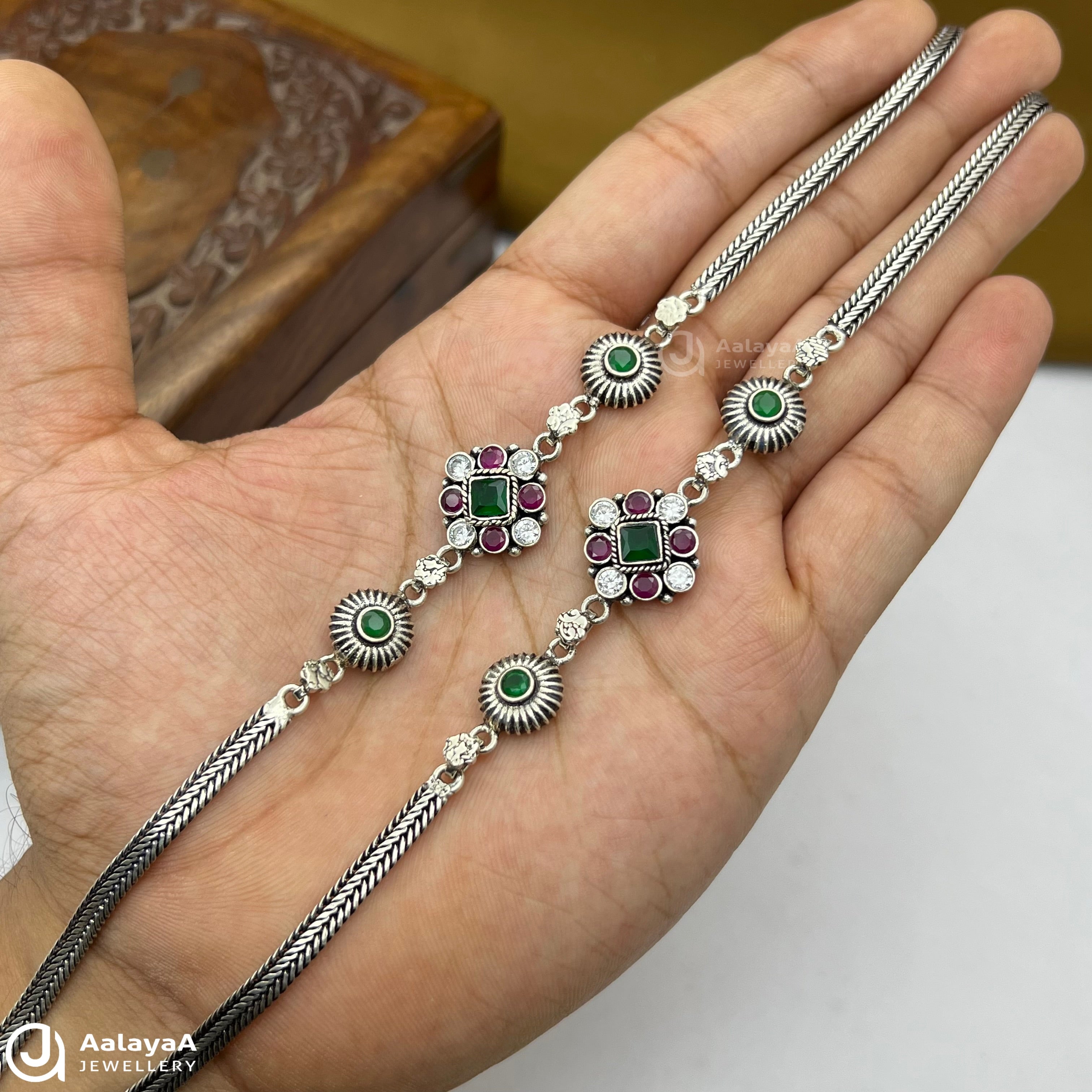 Silver Antique Ratna Vriksha Anklet
