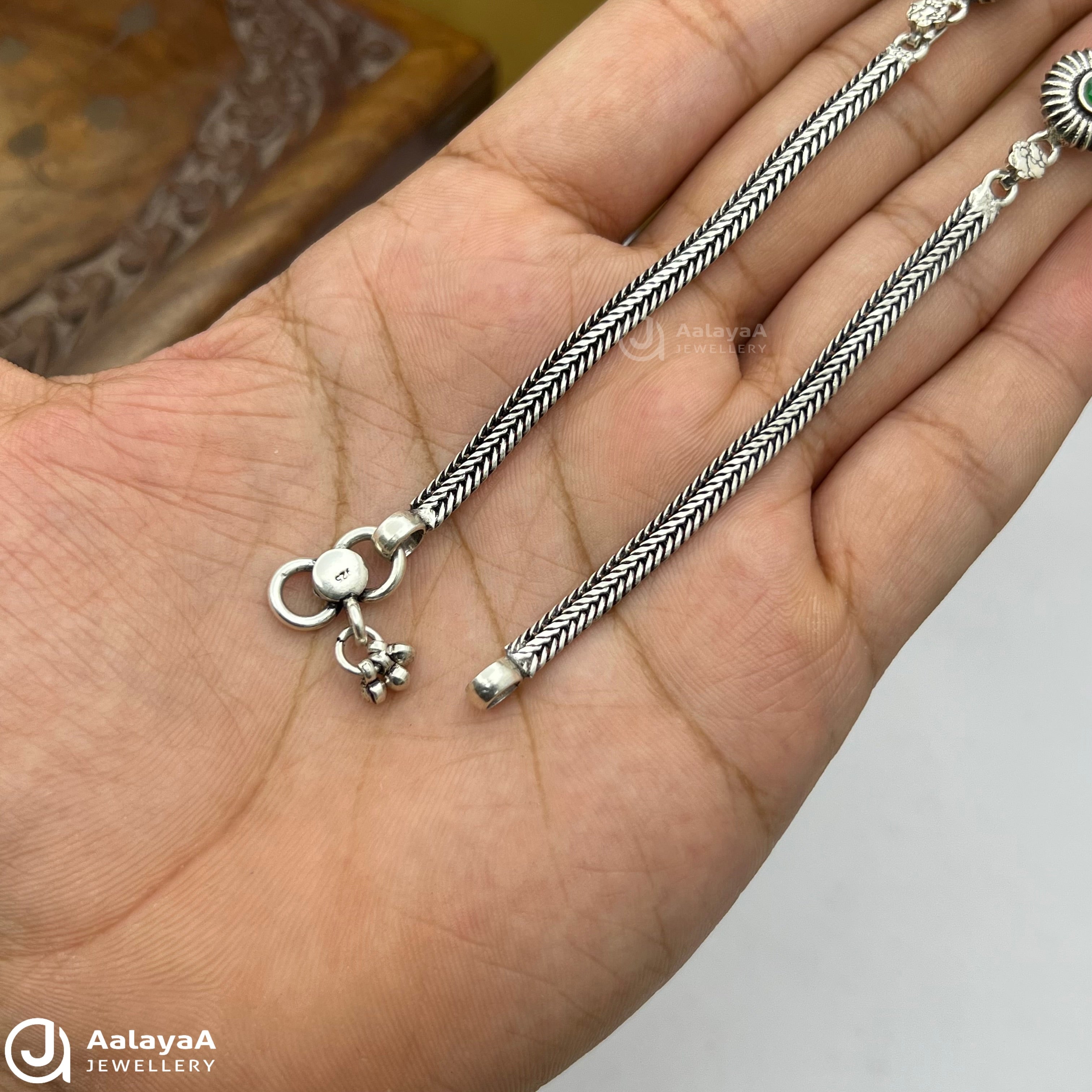 Silver Antique Ratna Vriksha Anklet