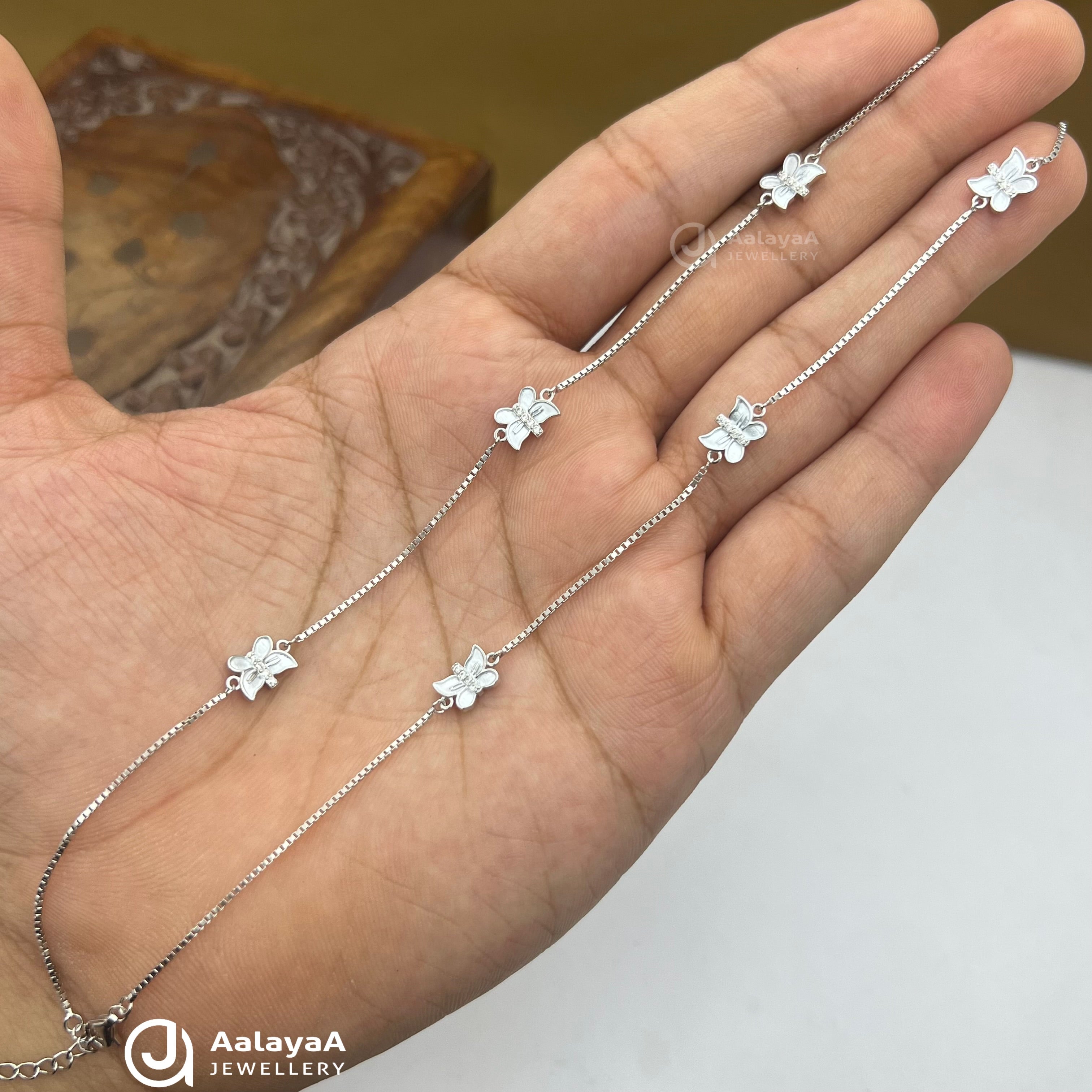 Silver Pearl Wing Anklet