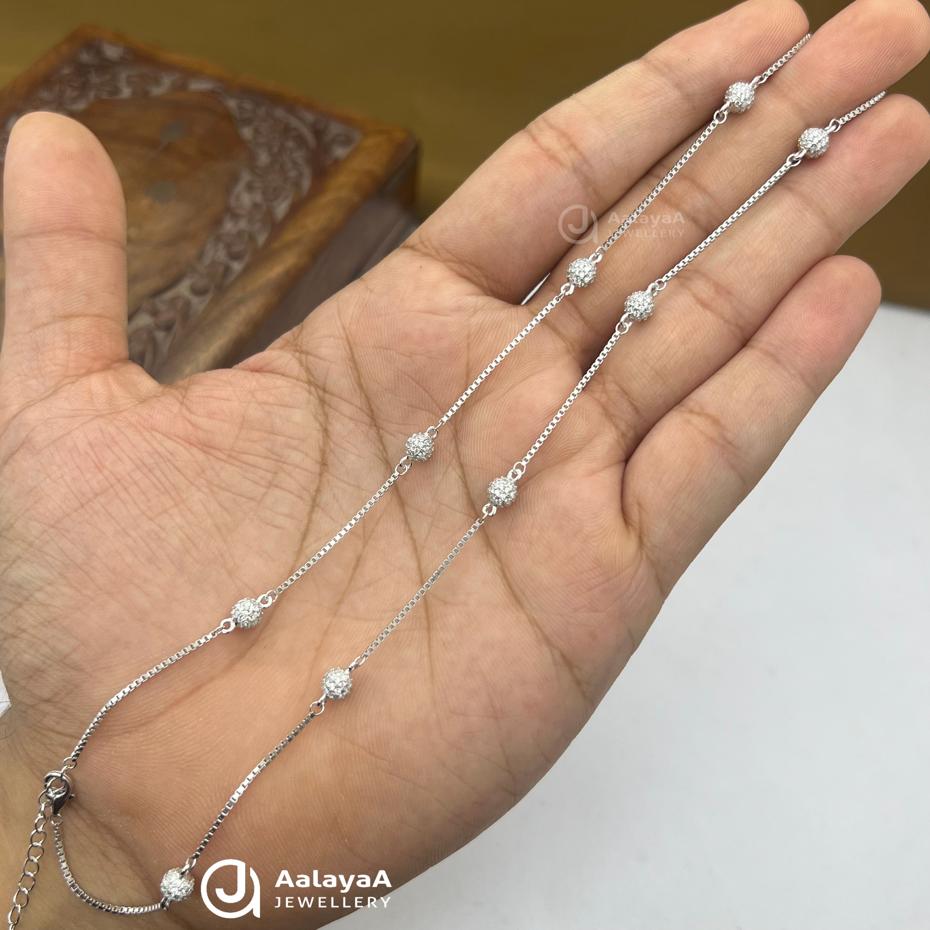 Silver Halo Bead Anklet