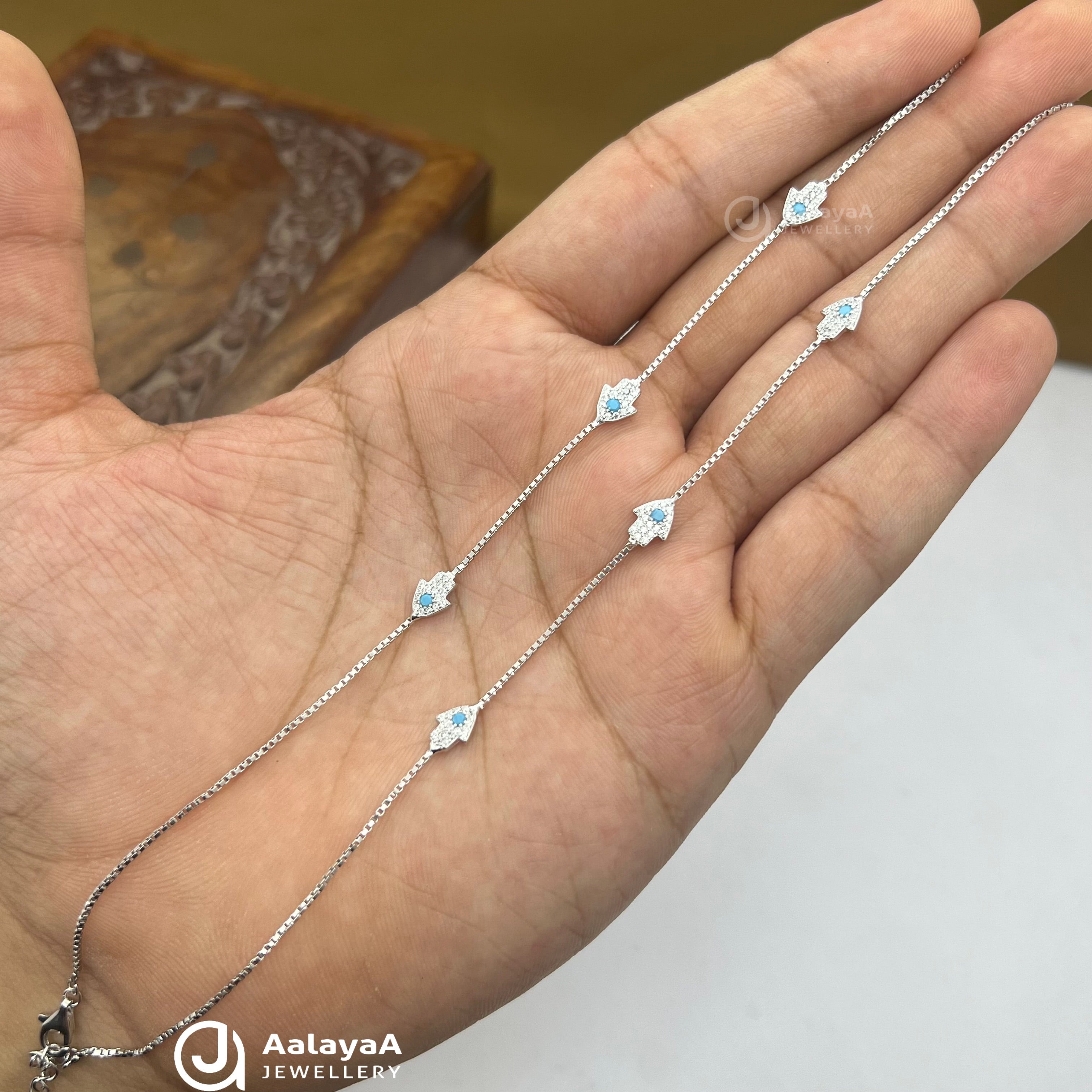 Silver Evil Eye Grace Anklet