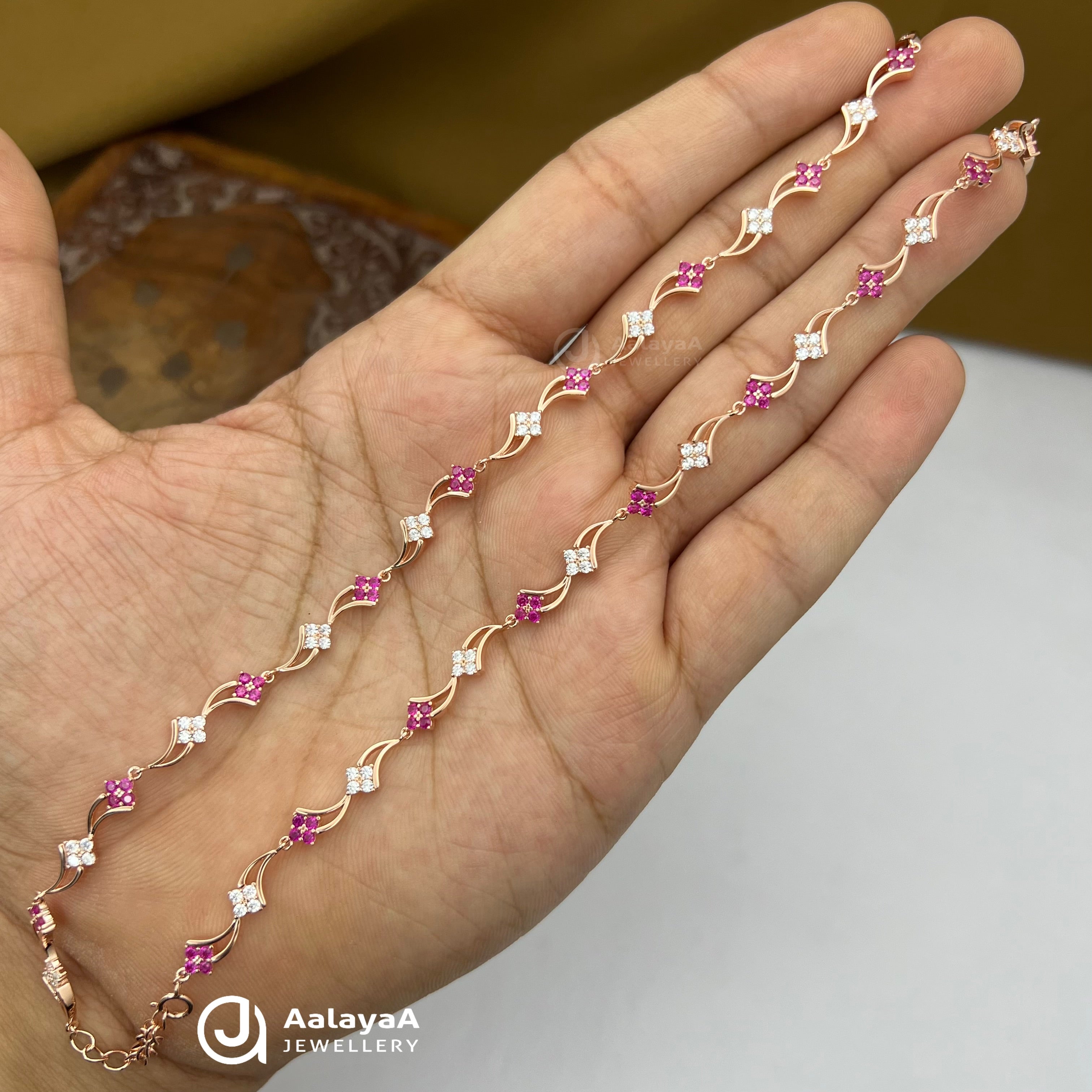 Silver Rose Gold Crystal Flow Anklet