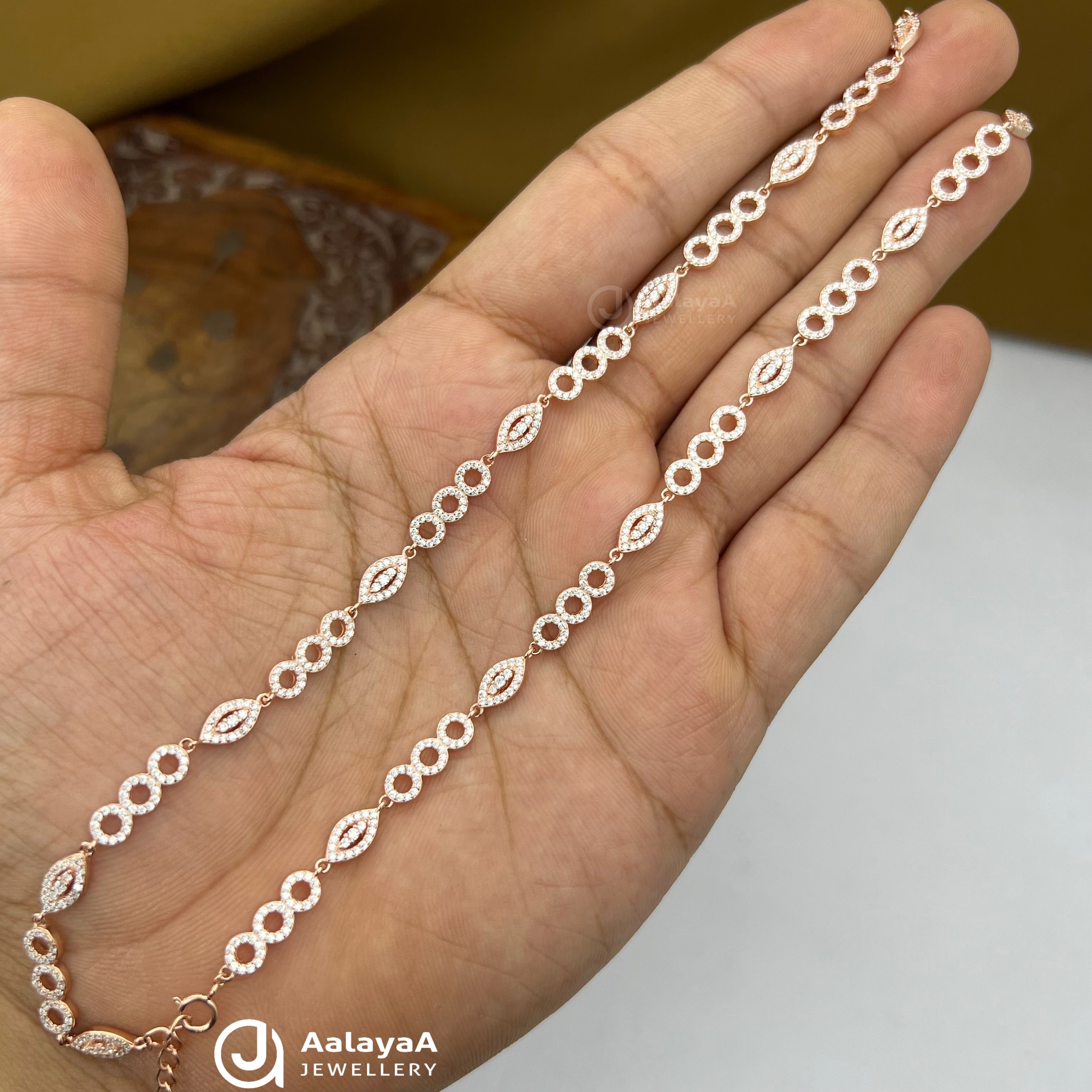 Silver Rose Gold Celeste Loop Anklet