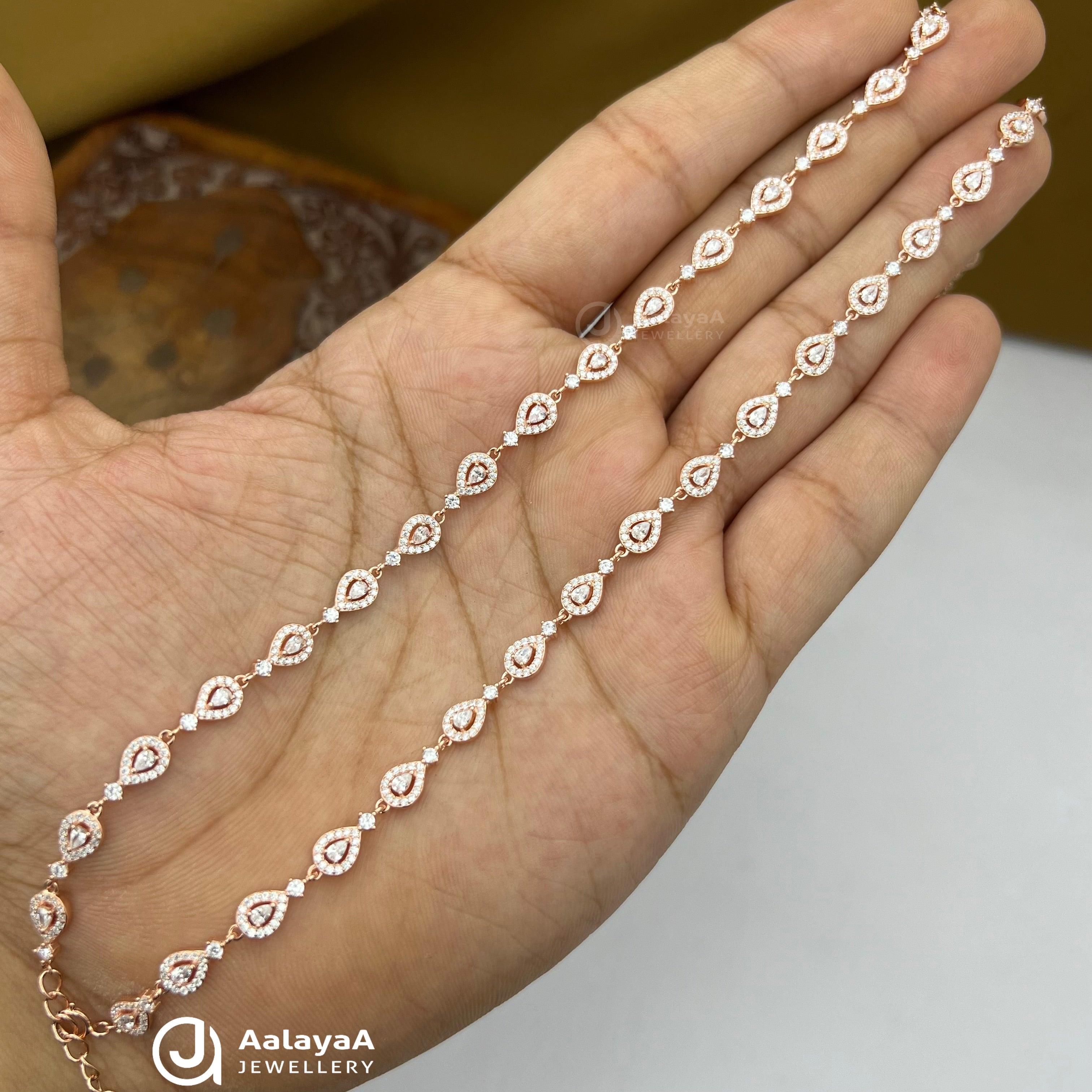 Silver Rose Gold Pearl Rain Anklet