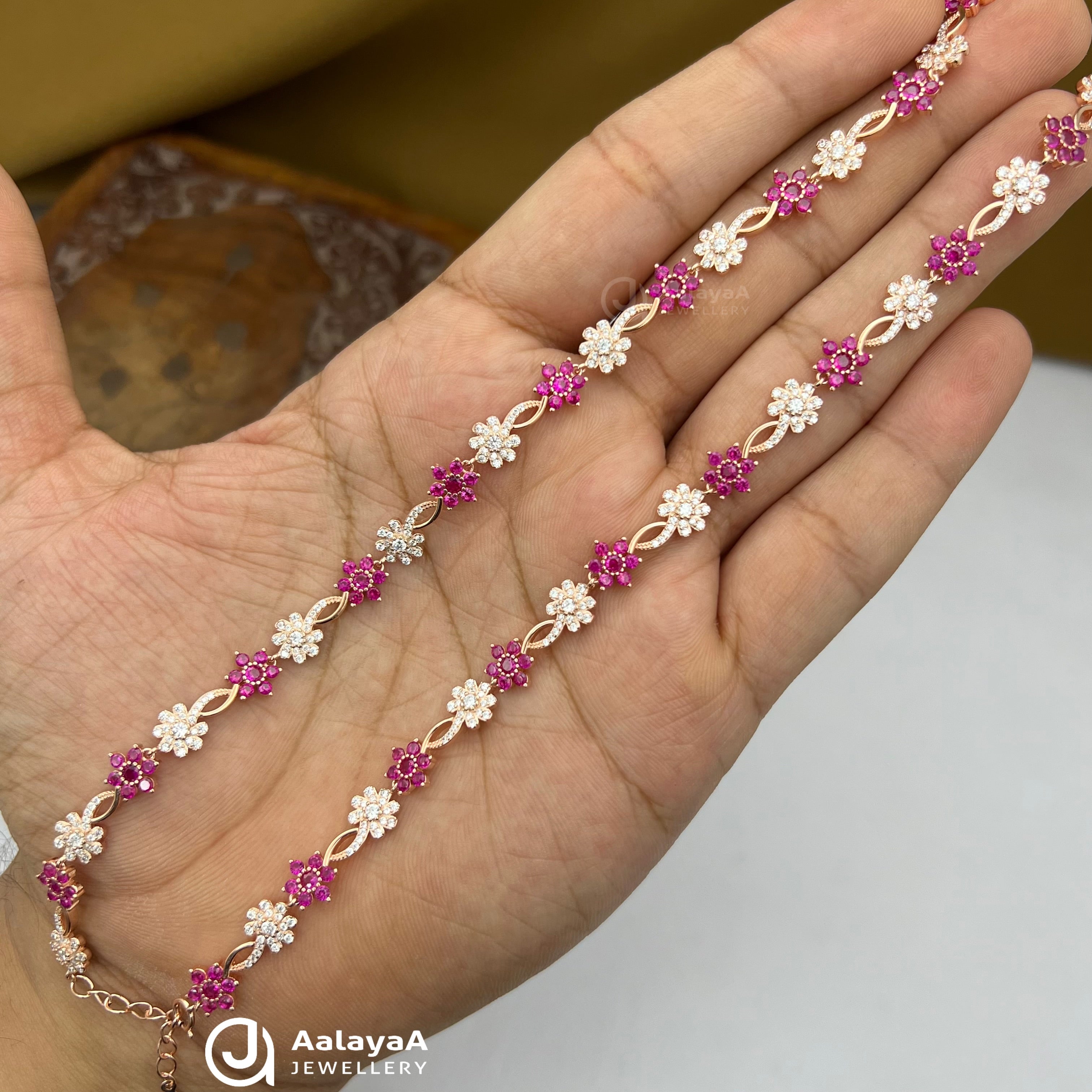 Silver Rose Gold Blush Pearl Anklet